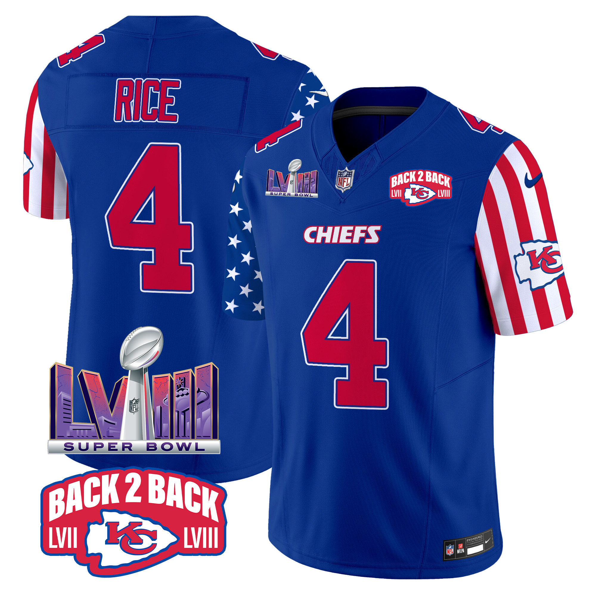 Rashee Rice Men's Kansas City Chiefs American Style Vapor Limited Royal Jersey - All Stitched