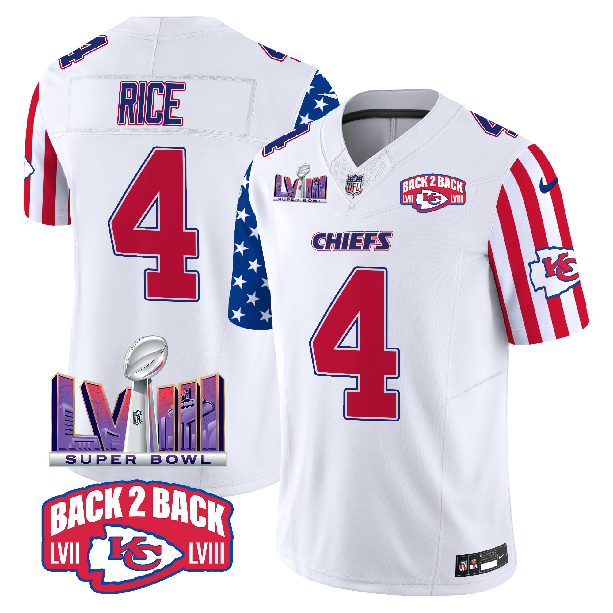 Rashee Rice Men's Kansas City Chiefs American Style Vapor Limited White Jersey - All Stitched
