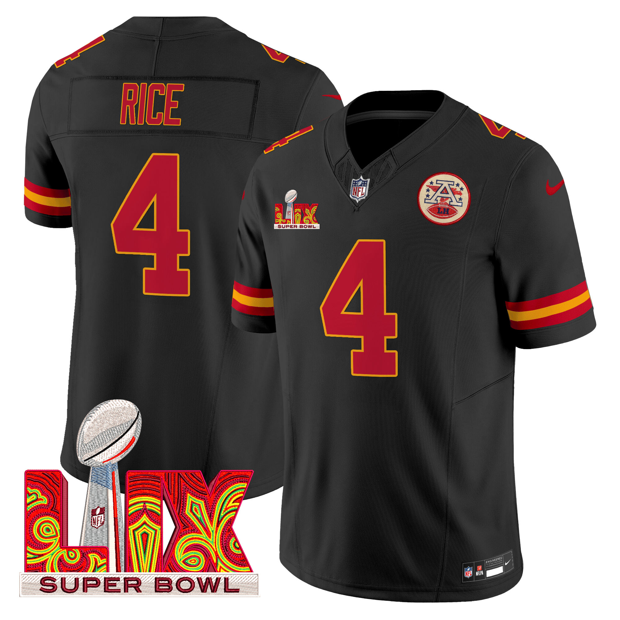 Rashee Rice Men's Kansas City Chiefs Super Bowl LIX Patch Vapor Limited Black Jersey - All Stitched
