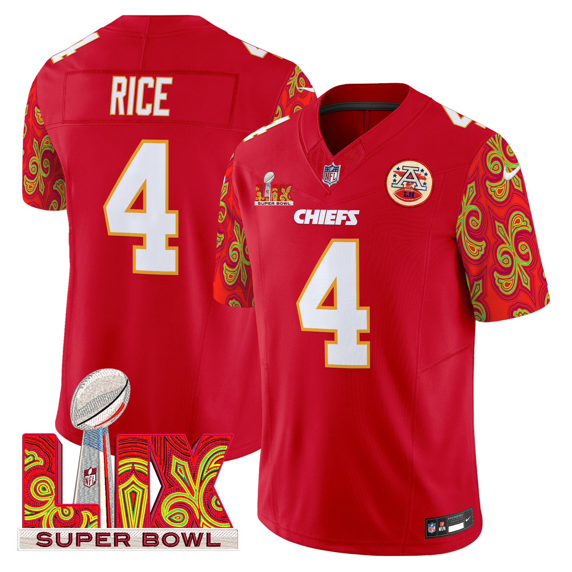 Rashee Rice Men's Kansas City Chiefs Super Bowl LIX Style Vapor Limited Red Jersey - All Stitched