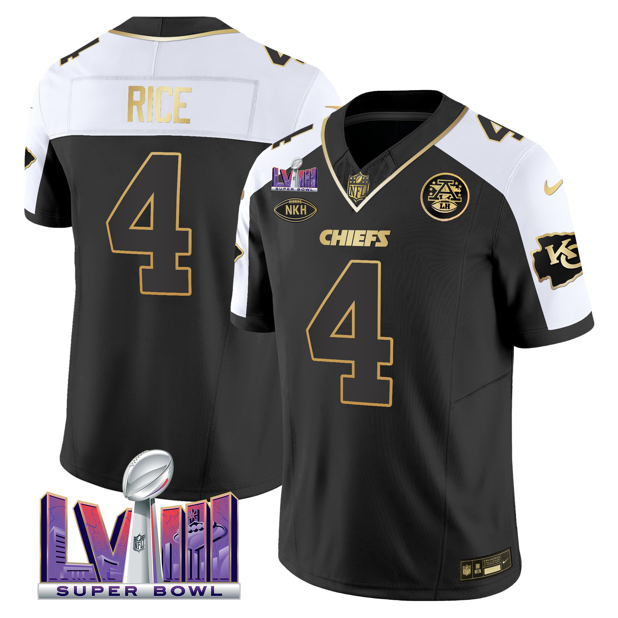 Rashee Rice Men's Kansas City Chiefs Super Bowl LVIII Patch Vapor Alternate Jersey - All Stitched