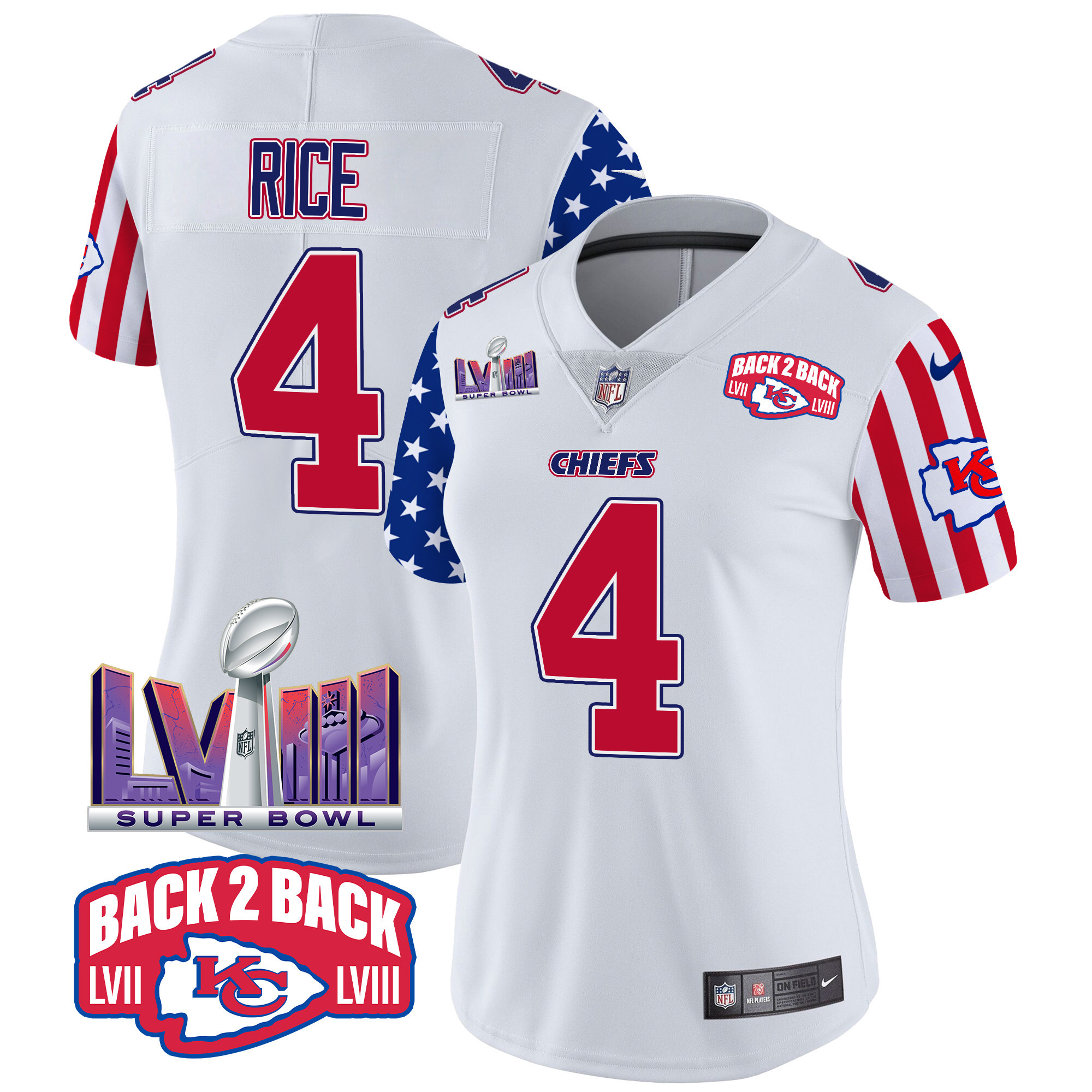 Rashee Rice Women's Kansas City Chiefs American Style Vapor Limited White Jersey - All Stitched