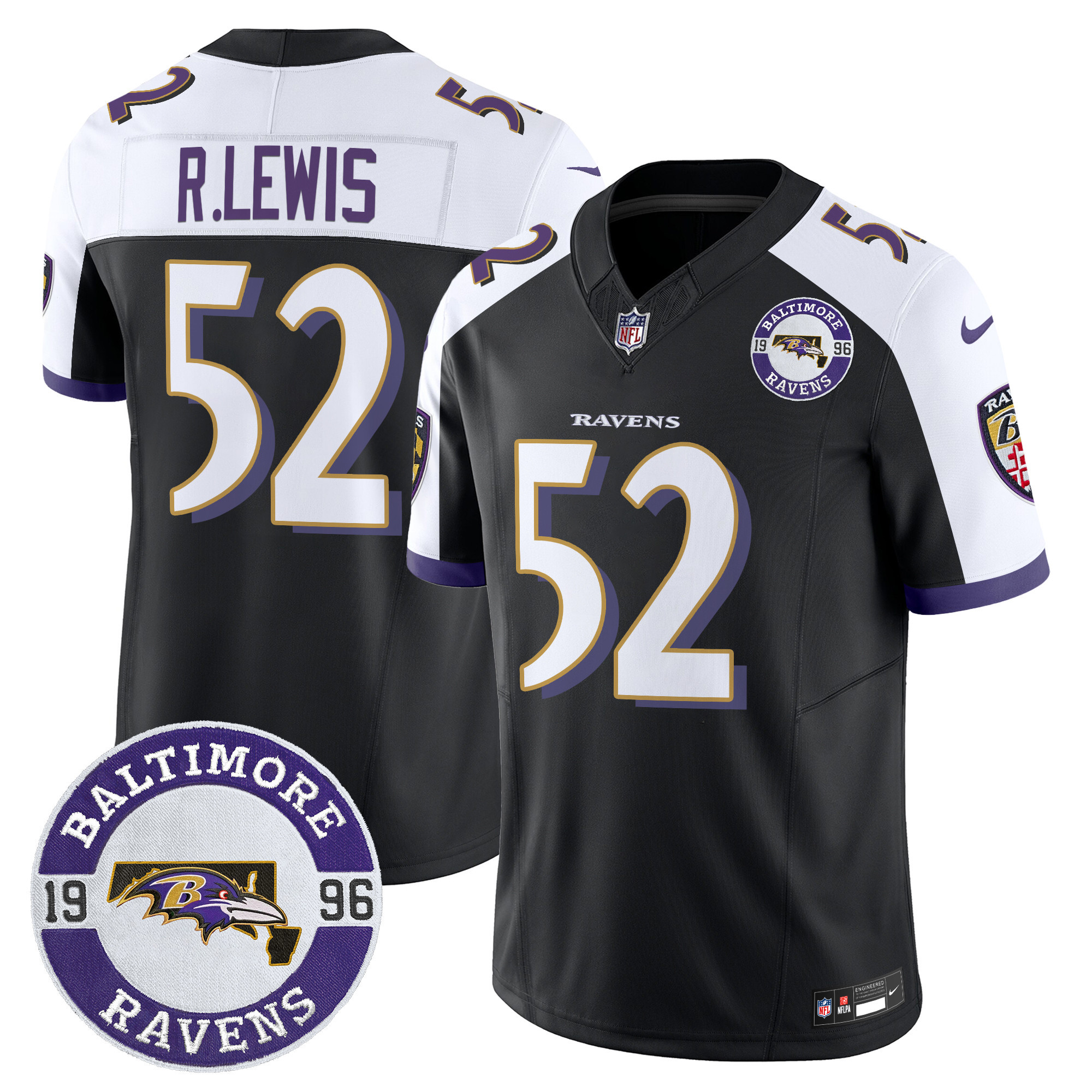 Ray Lewis Men's Baltimore Ravens 2024 Vapor Limited Black Alternate Jersey - All Stitched