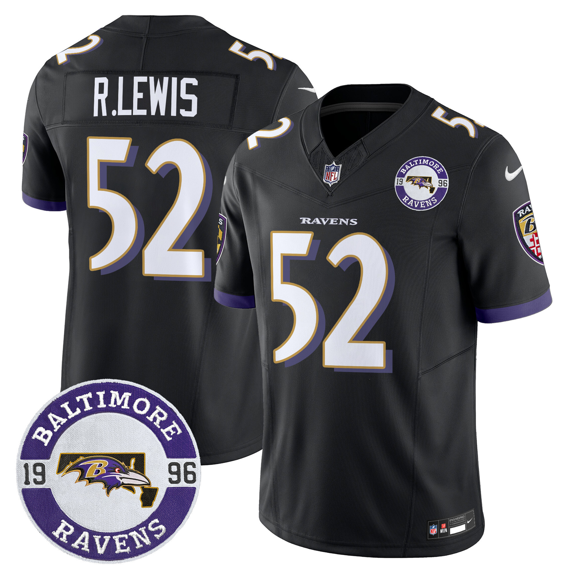 Ray Lewis Men's Baltimore Ravens 2024 Vapor Limited Black Jersey - All Stitched