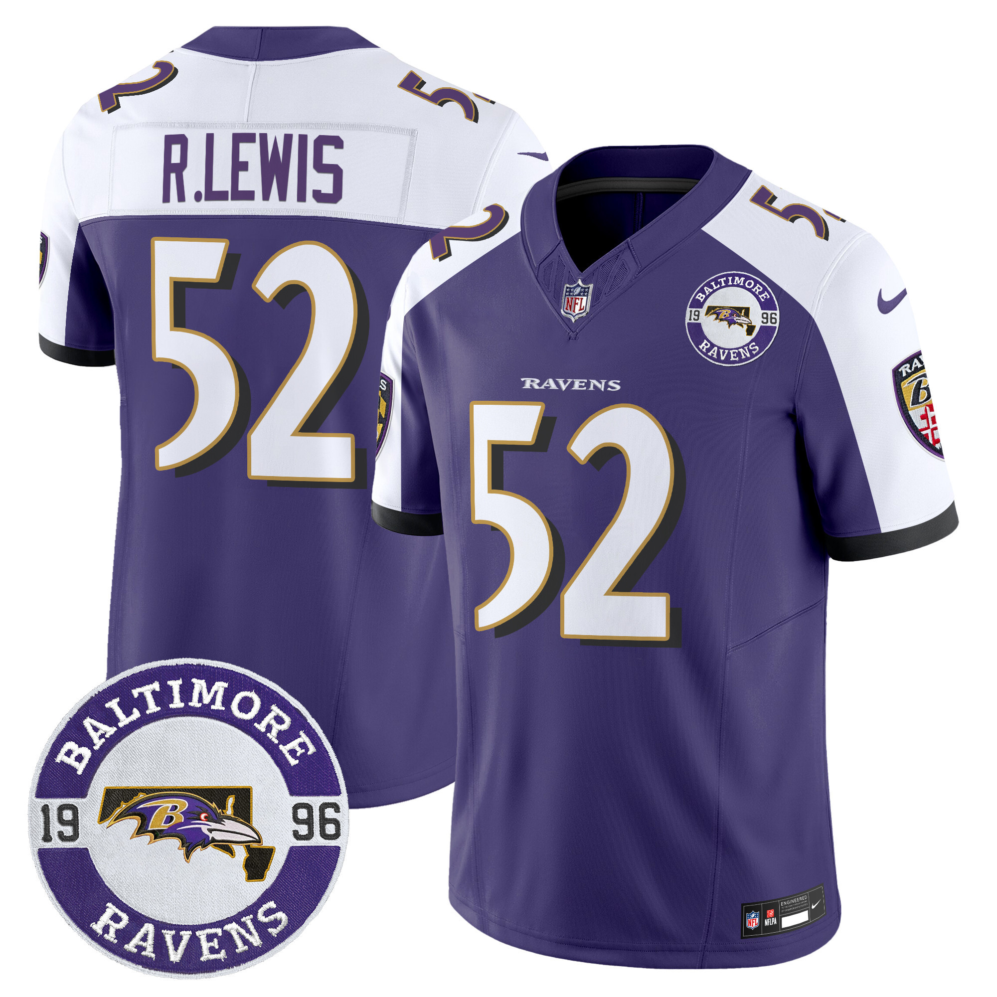 Ray Lewis Men's Baltimore Ravens 2024 Vapor Limited Purple Alternate Jersey - All Stitched
