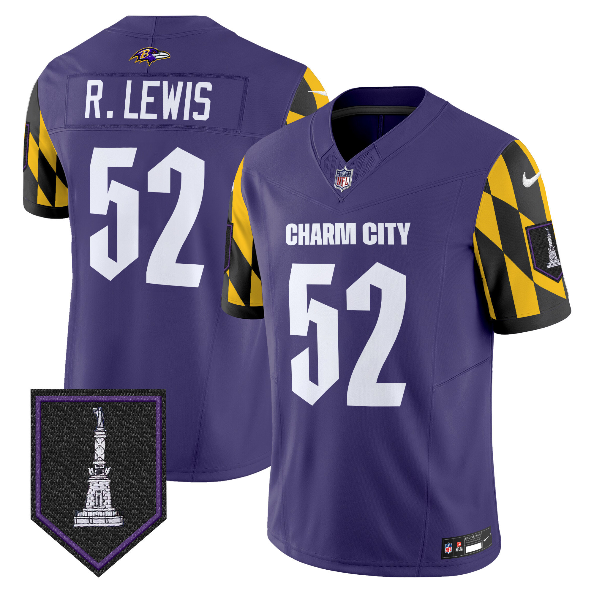 Ray Lewis Men's Baltimore Ravens City Edition Patch Vapor Limited Purple Jersey - All Stitched