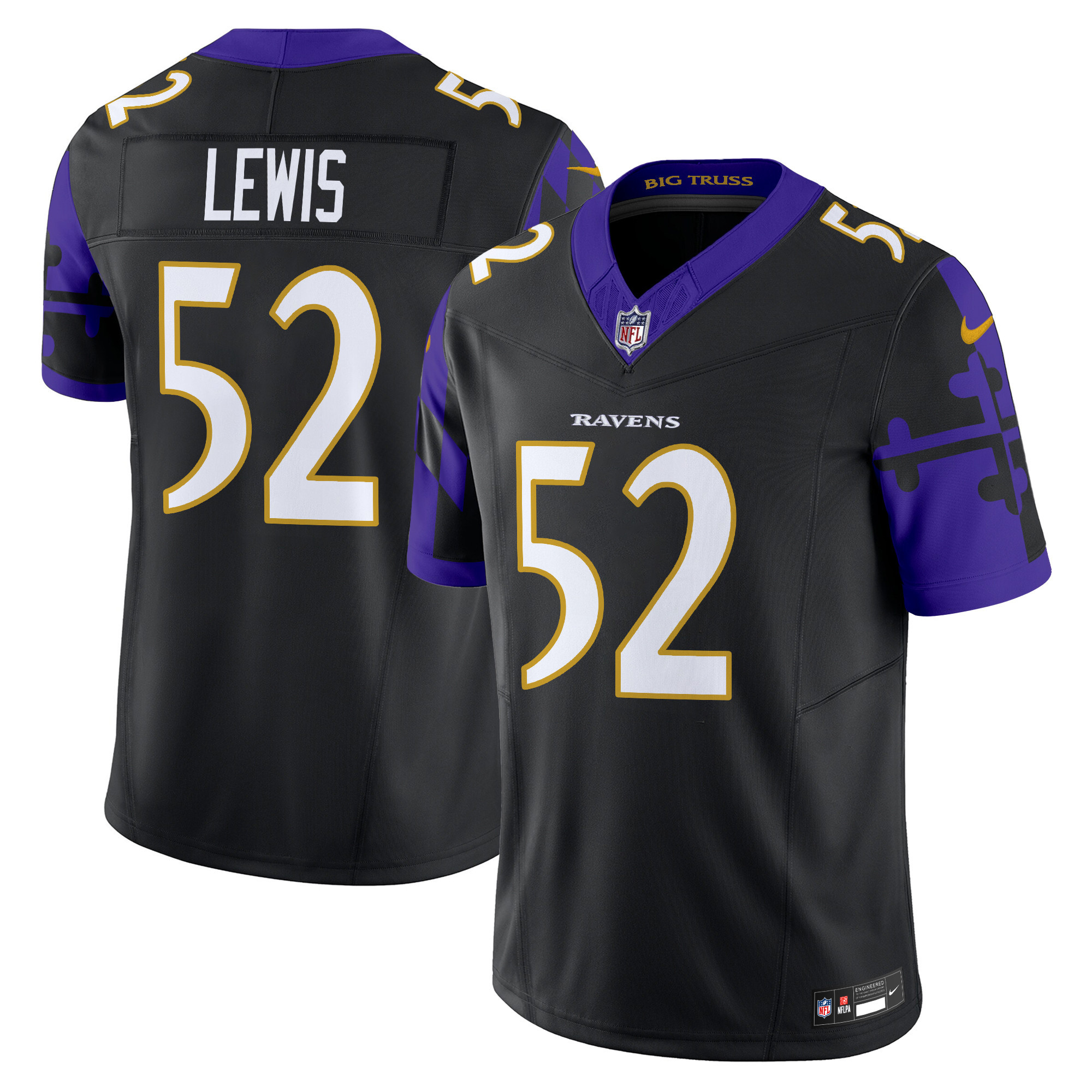 Ray Lewis Men's Baltimore Ravens Maryland Flag Vapor Limited Black Jersey - All Stitched