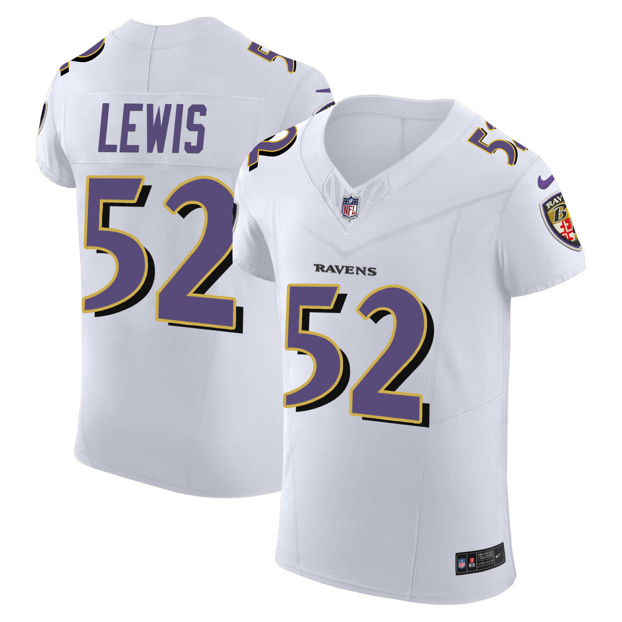 Ray Lewis Men's Baltimore Ravens Vapor Elite White Jersey - All Stitched