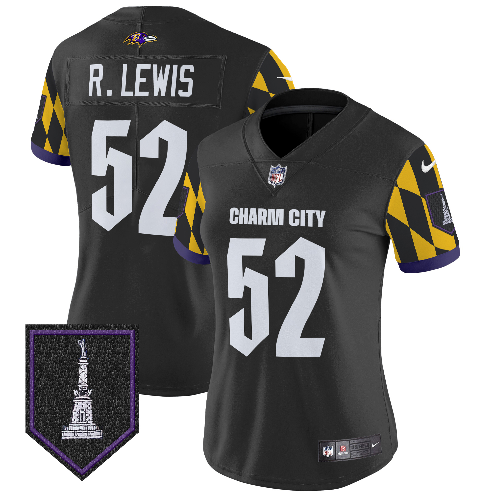 Ray Lewis Women's Baltimore Ravens City Edition Patch Vapor Limited Black Jersey - All Stitched