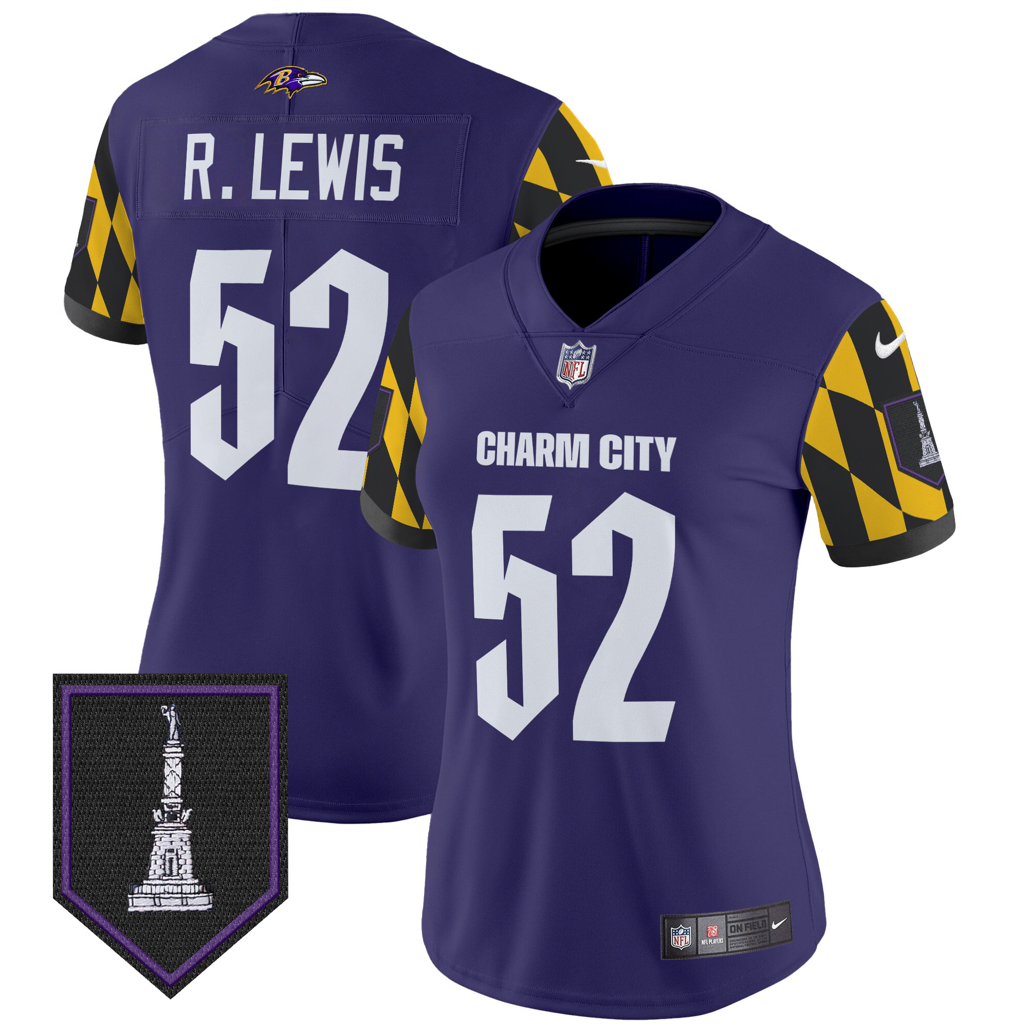 Ray Lewis Women's Baltimore Ravens City Edition Patch Vapor Limited Purple Jersey - All Stitched