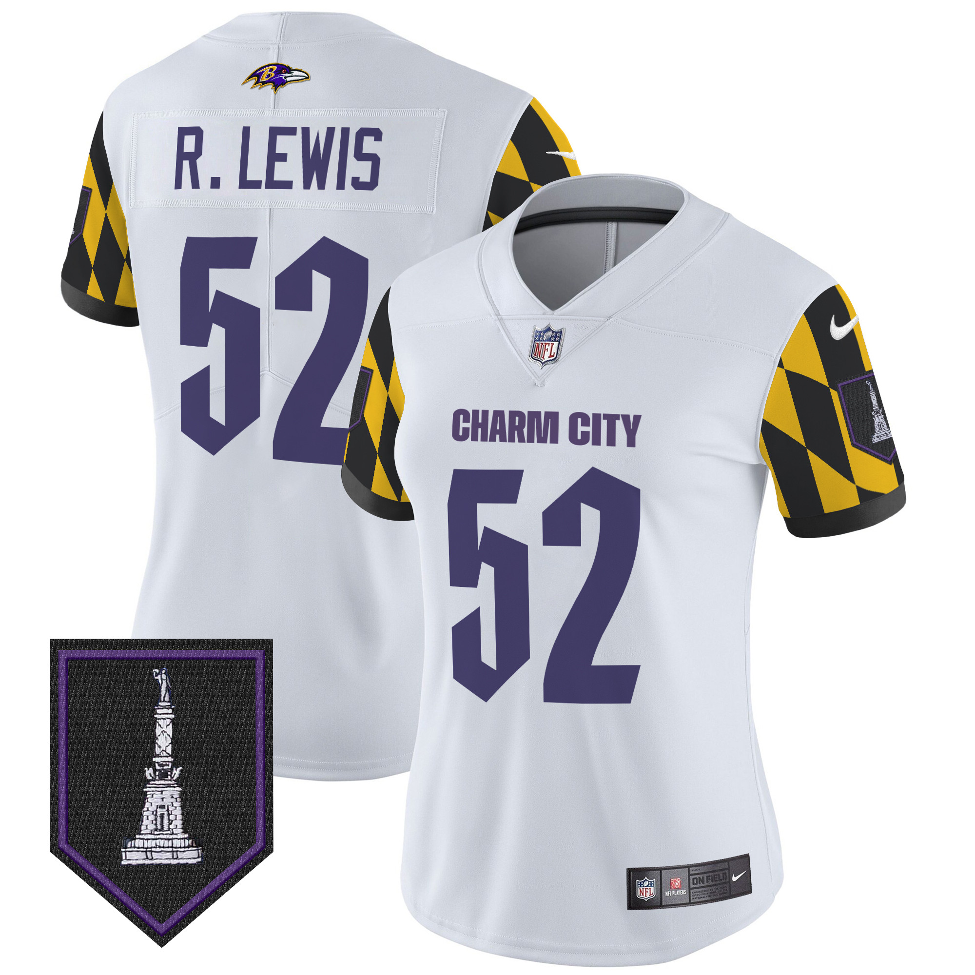Ray Lewis Women's Baltimore Ravens City Edition Patch Vapor Limited White Jersey - All Stitched