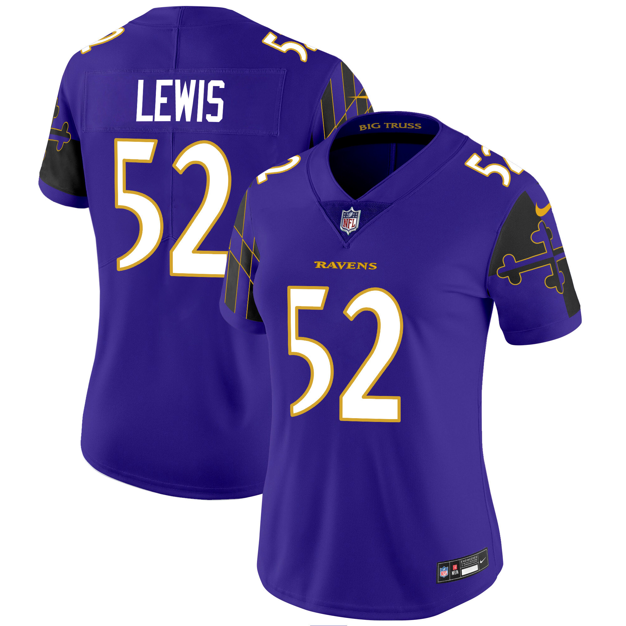 Ray Lewis Women's Baltimore Ravens Maryland Flag Vapor Limited Purple Jersey - All Stitched