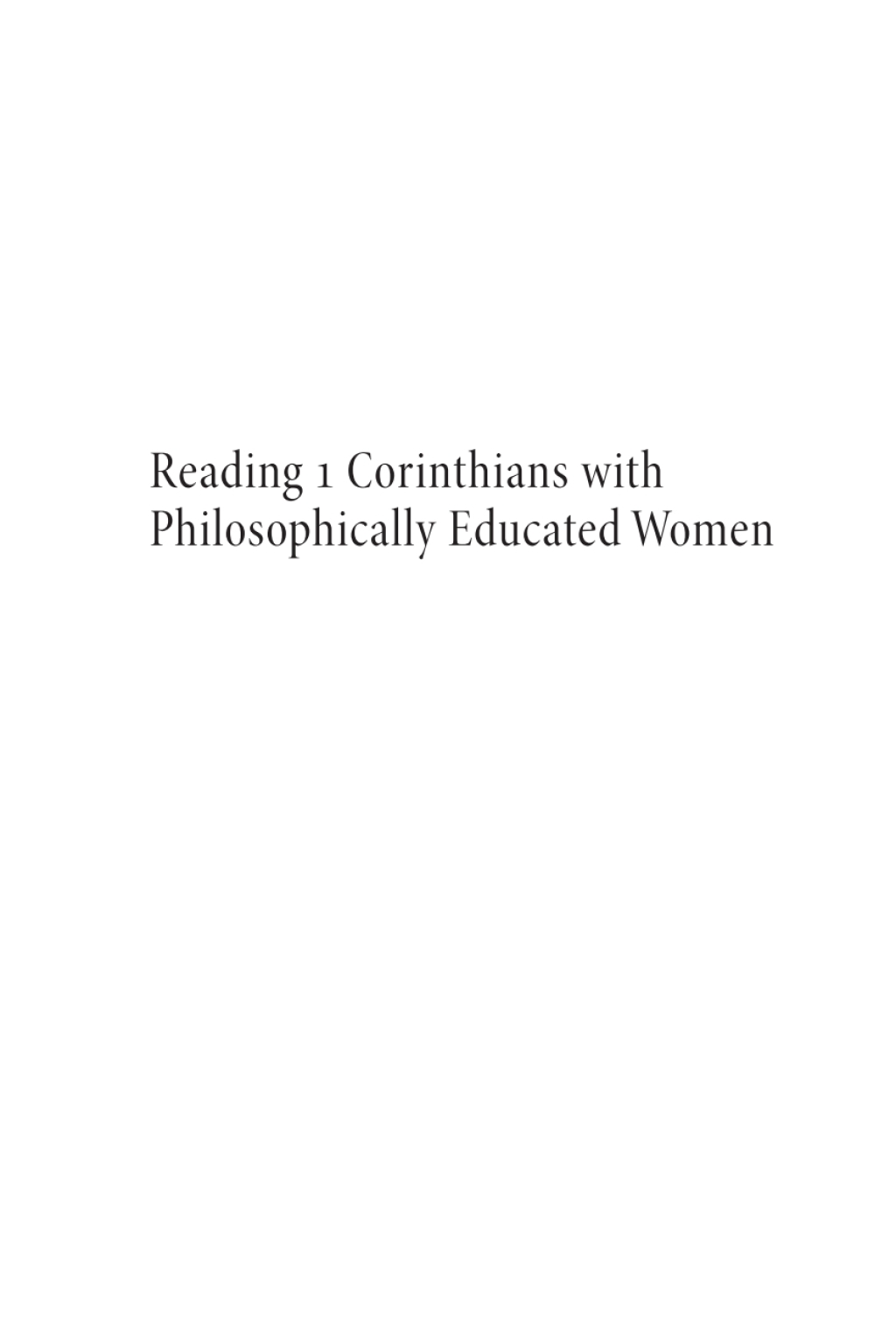 Reading 1 Corinthians with Philosophically Educated Women  â€“ PDF/EPUB Version Downloadable