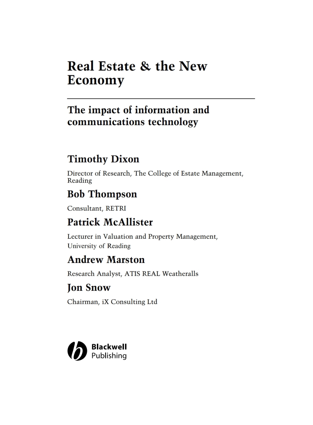 Real Estate and the New Economy The Impact of Information and Communications Technology 1st Edition â€“ PDF/EPUB Version Downloadable