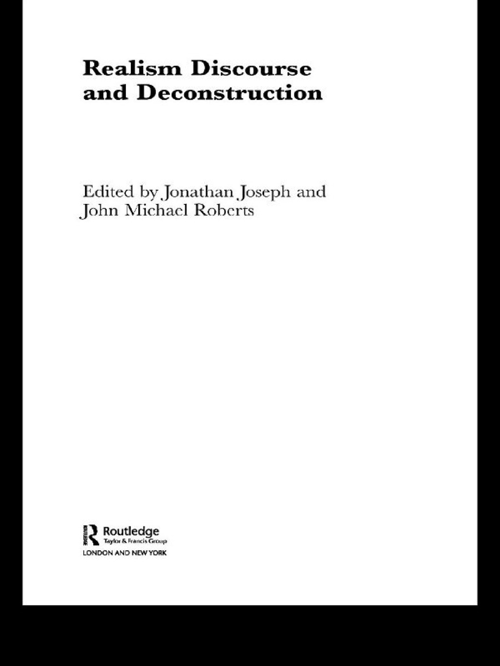Realism Discourse and Deconstruction 1st Edition â€“ PDF/EPUB Version Downloadable