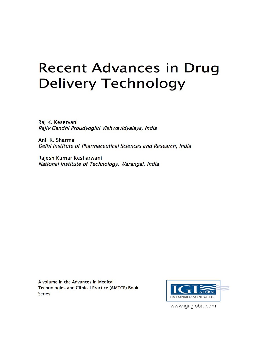 Recent Advances in Drug Delivery Technology  â€“ PDF/EPUB Version Downloadable