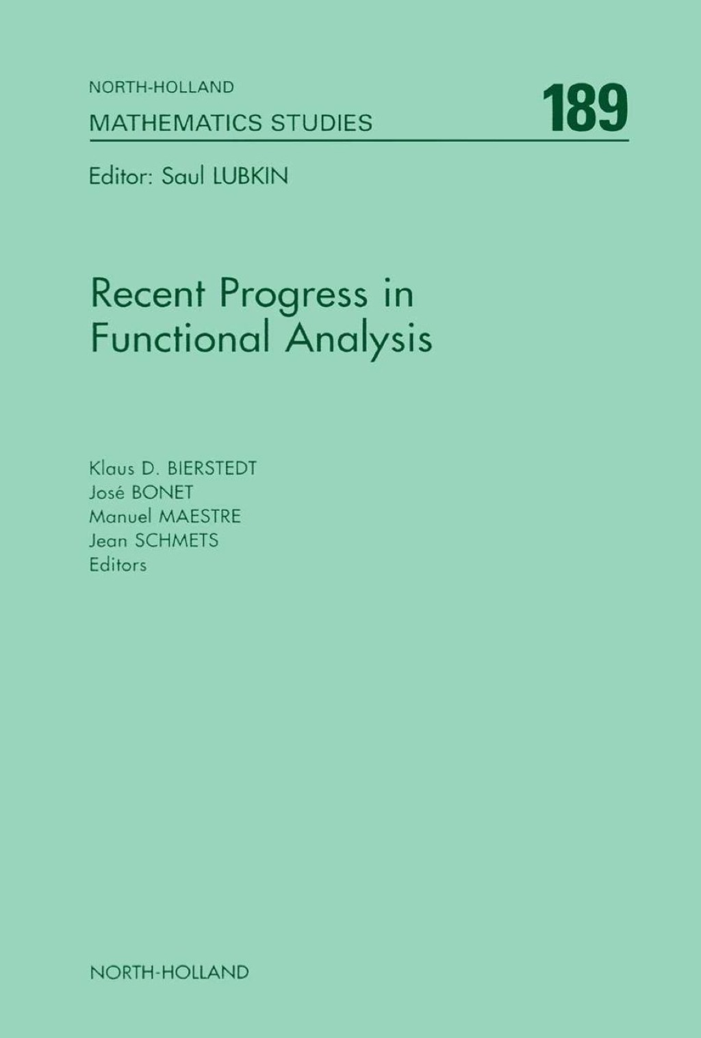 Recent Progress in Functional Analysis  â€“ PDF/EPUB Version Downloadable