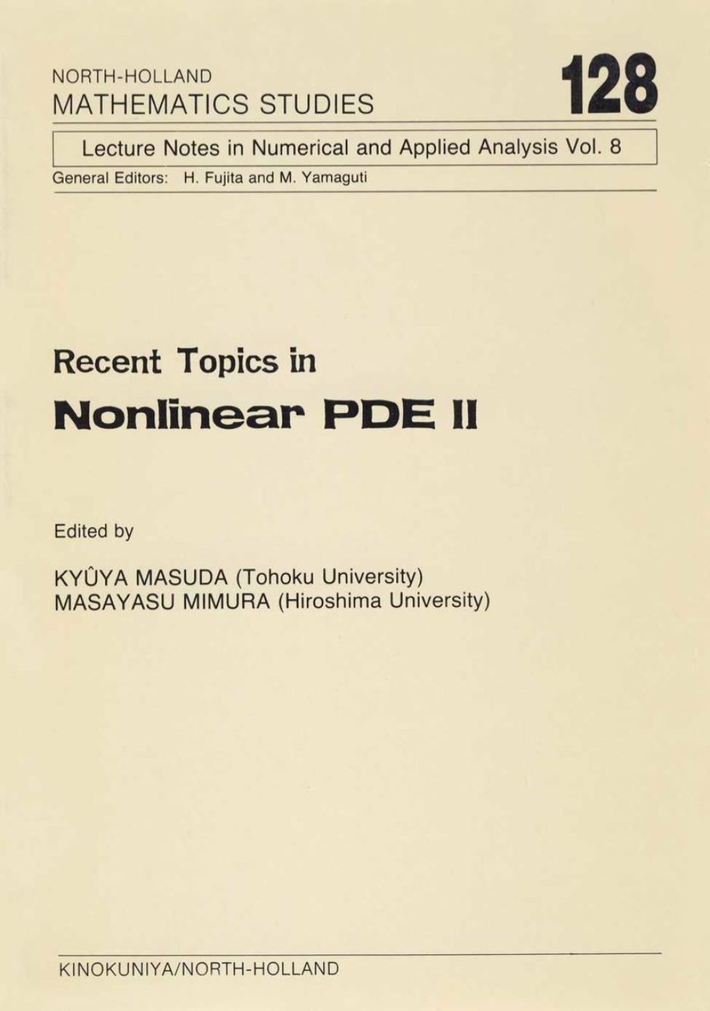 Recent Topics in Nonlinear PDE II  â€“ PDF/EPUB Version Downloadable