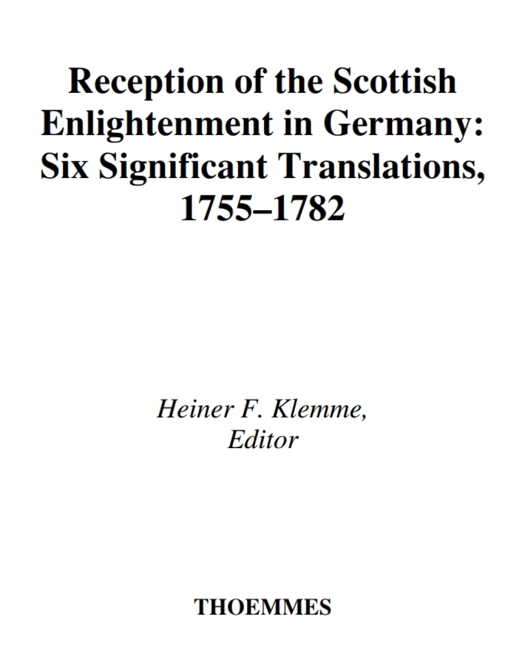 Reception Of Scottish Enlight Germany 1st Edition â€“ PDF/EPUB Version Downloadable