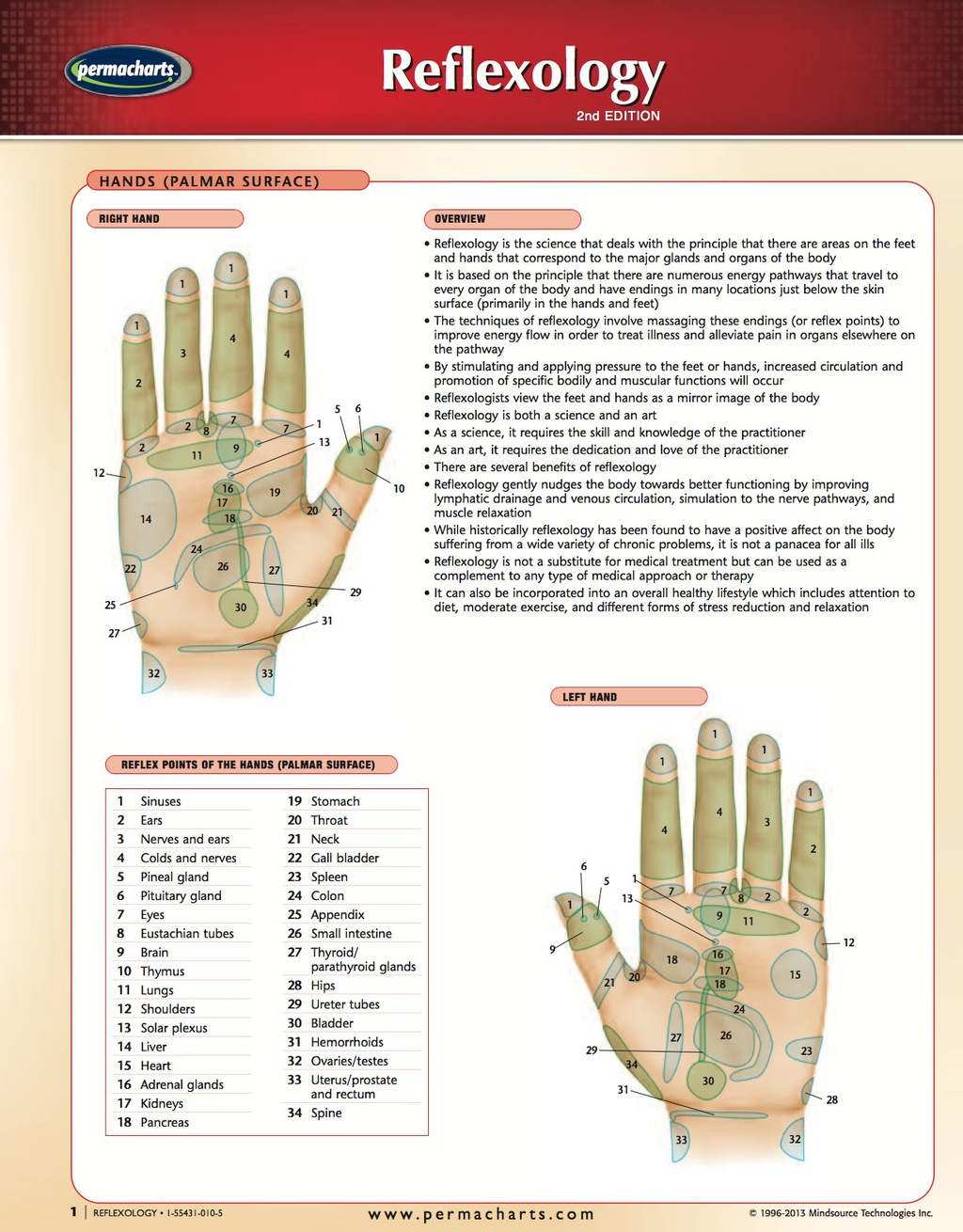 Reflexology Chart - Medical Quick Reference Guide 2nd Edition - (PDF/EPUB Version)