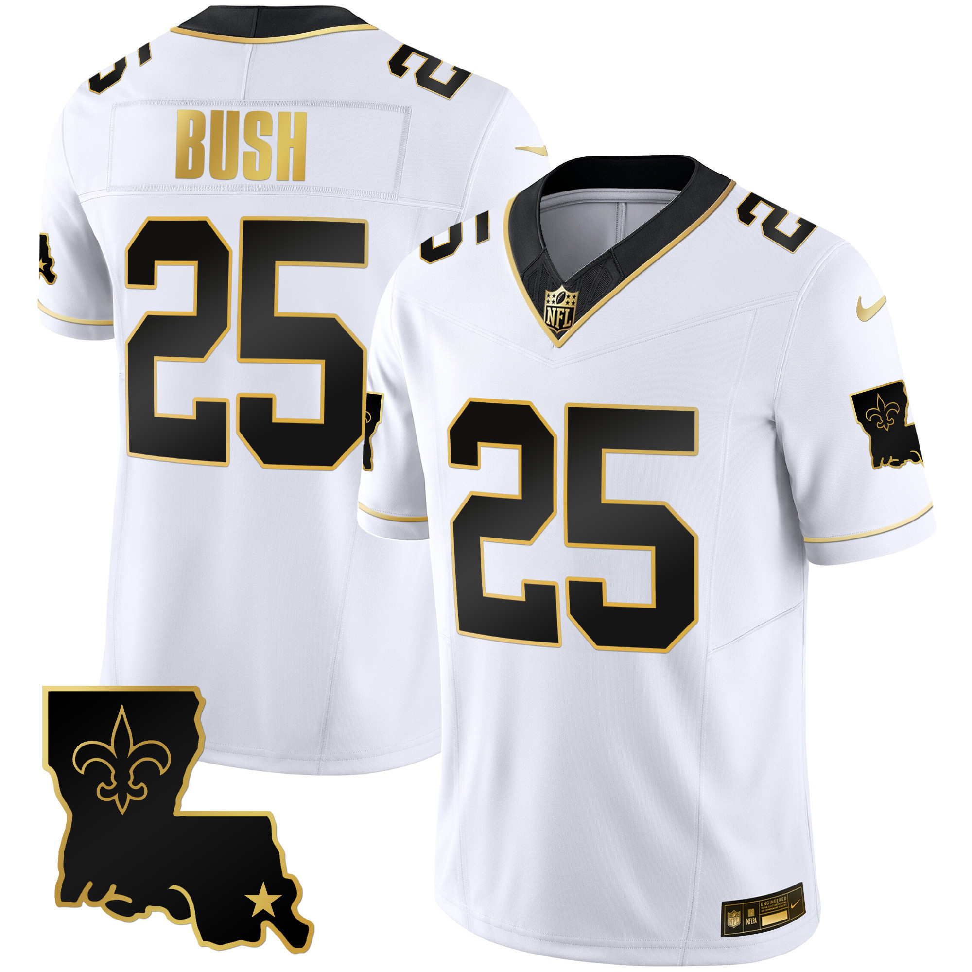 Reggie Bush Men's New Orleans Saints 1987 Legacy Gold Vapor White Gold Jersey - All Stitched