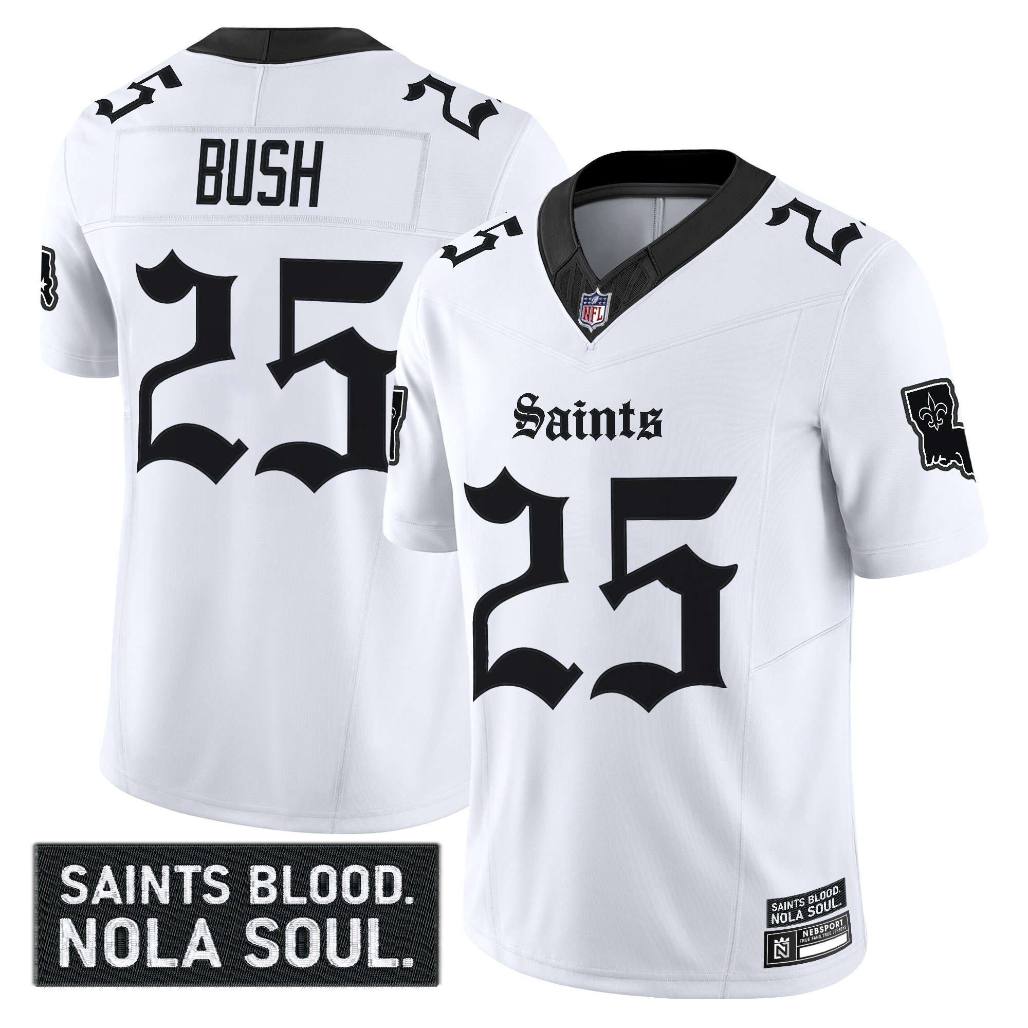 Reggie Bush Men's New Orleans Saints 'Gothic Vieux CarrÃƒÂ© Edition' Vapor White Jersey - All Stitched