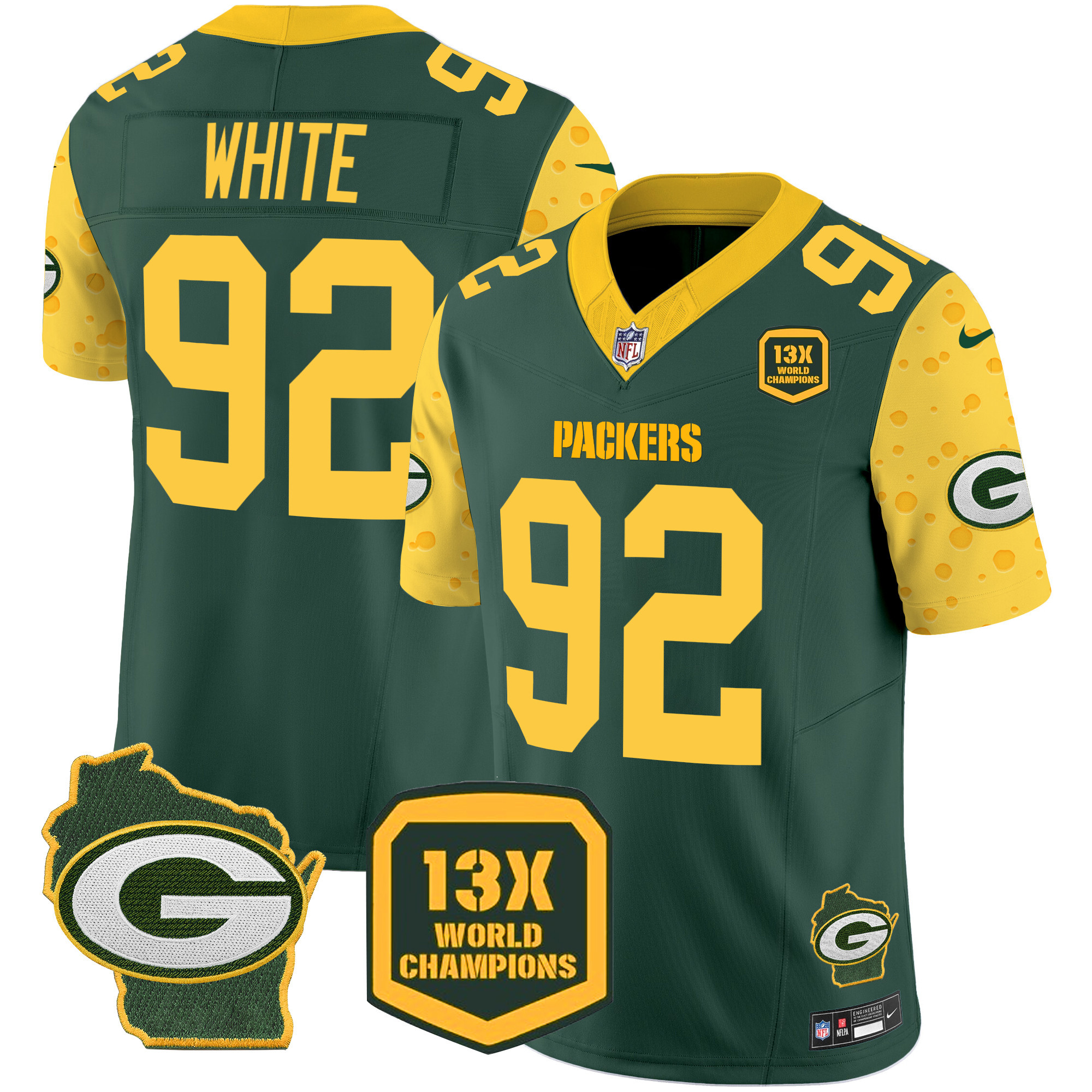 Reggie White Men's Green Bay Packers Cheese Vapor Limited Jersey ÃƒÂ¢Ã¢â€šÂ¬Ã¢â‚¬Å“ All Stitched Green Jersey - All Stitched
