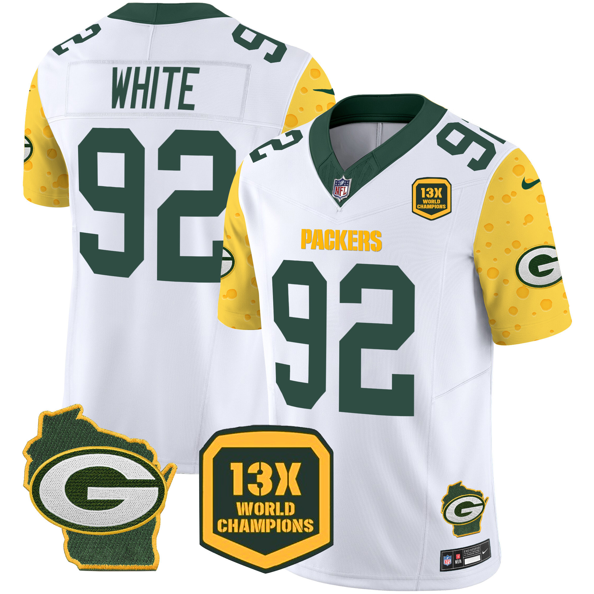 Reggie White Men's Green Bay Packers Cheese Vapor Limited Jersey Ã¢â‚¬â€œ All Stitched White Jersey - All Stitched