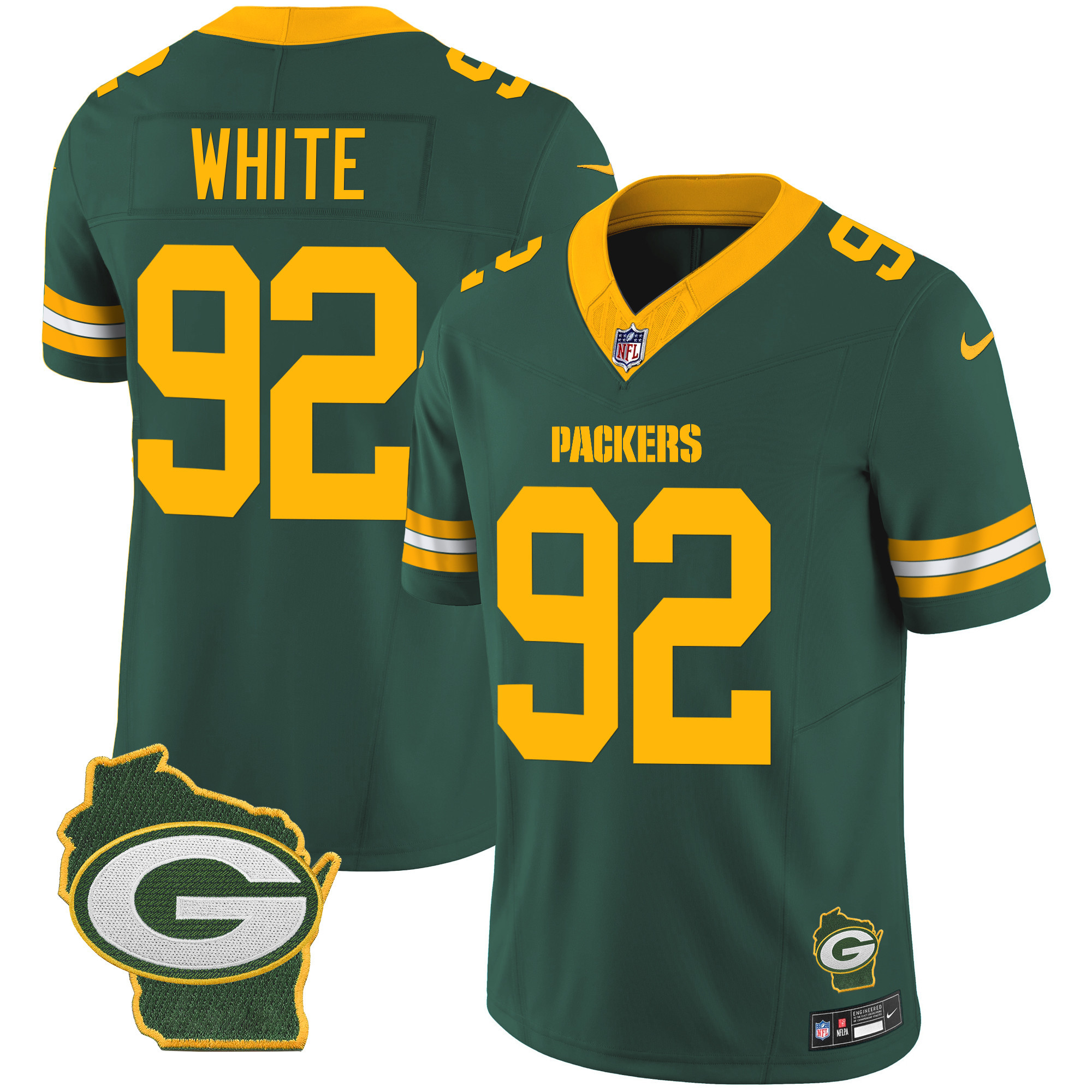 Reggie White Men's Green Bay Packers Home Patch Vapor Green Jersey - All Stitched