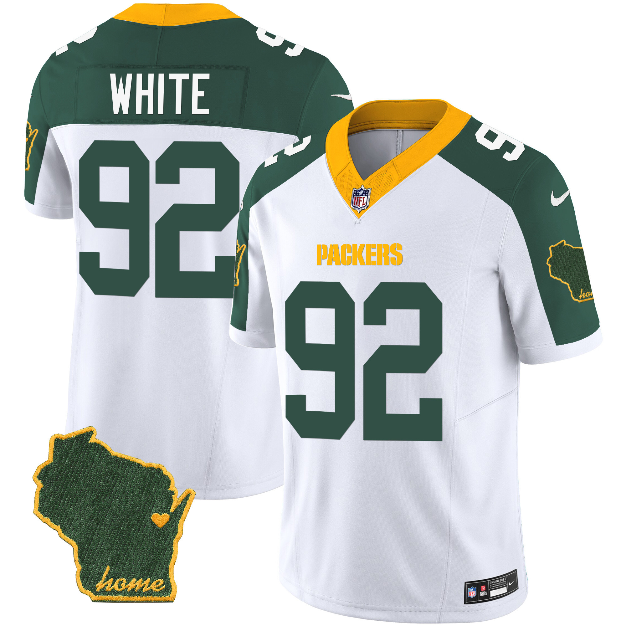 Reggie White Men's Green Bay Packers Home Patch Vapor Inverted Jersey - All Stitched