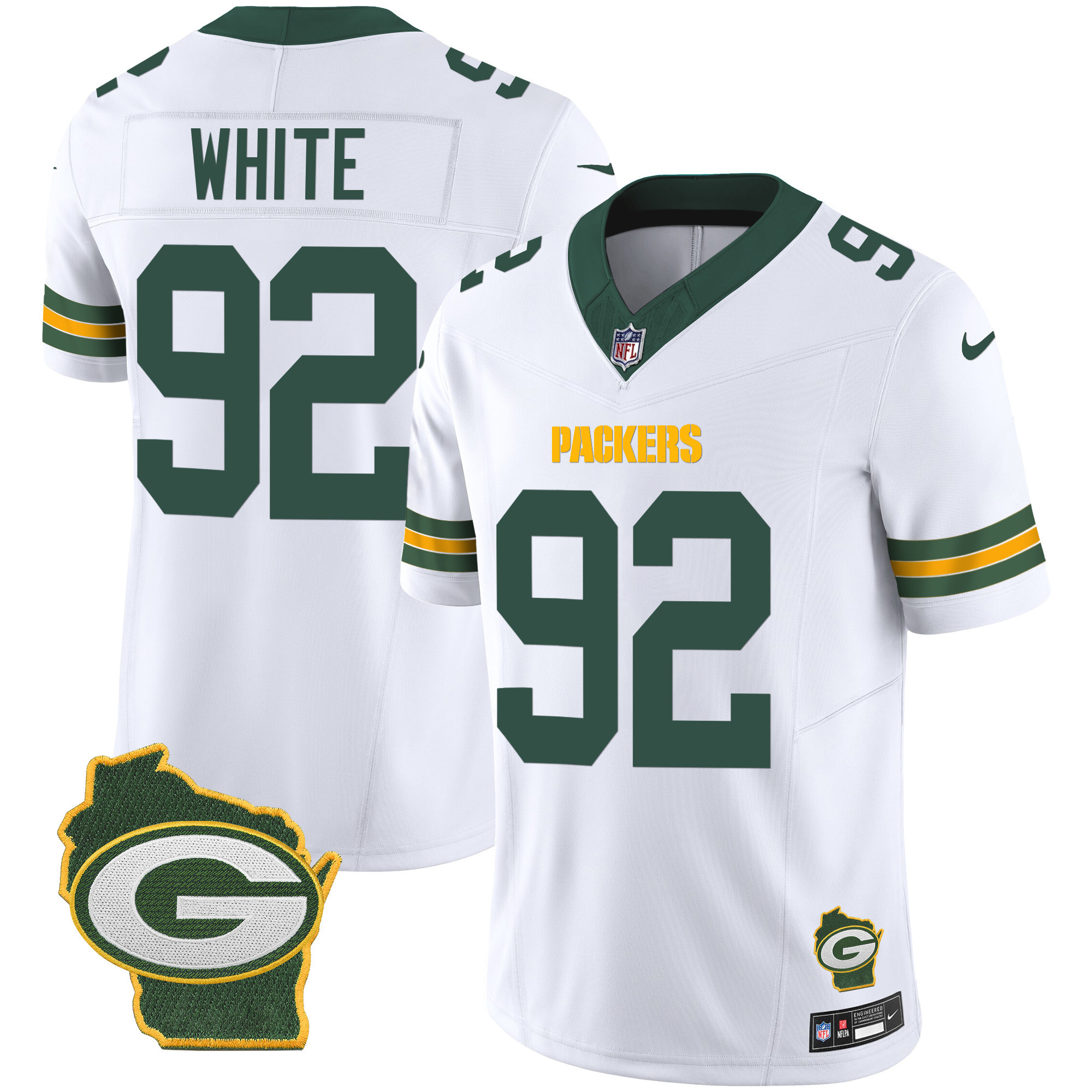 Reggie White Men's Green Bay Packers Home Patch Vapor White Jersey - All Stitched