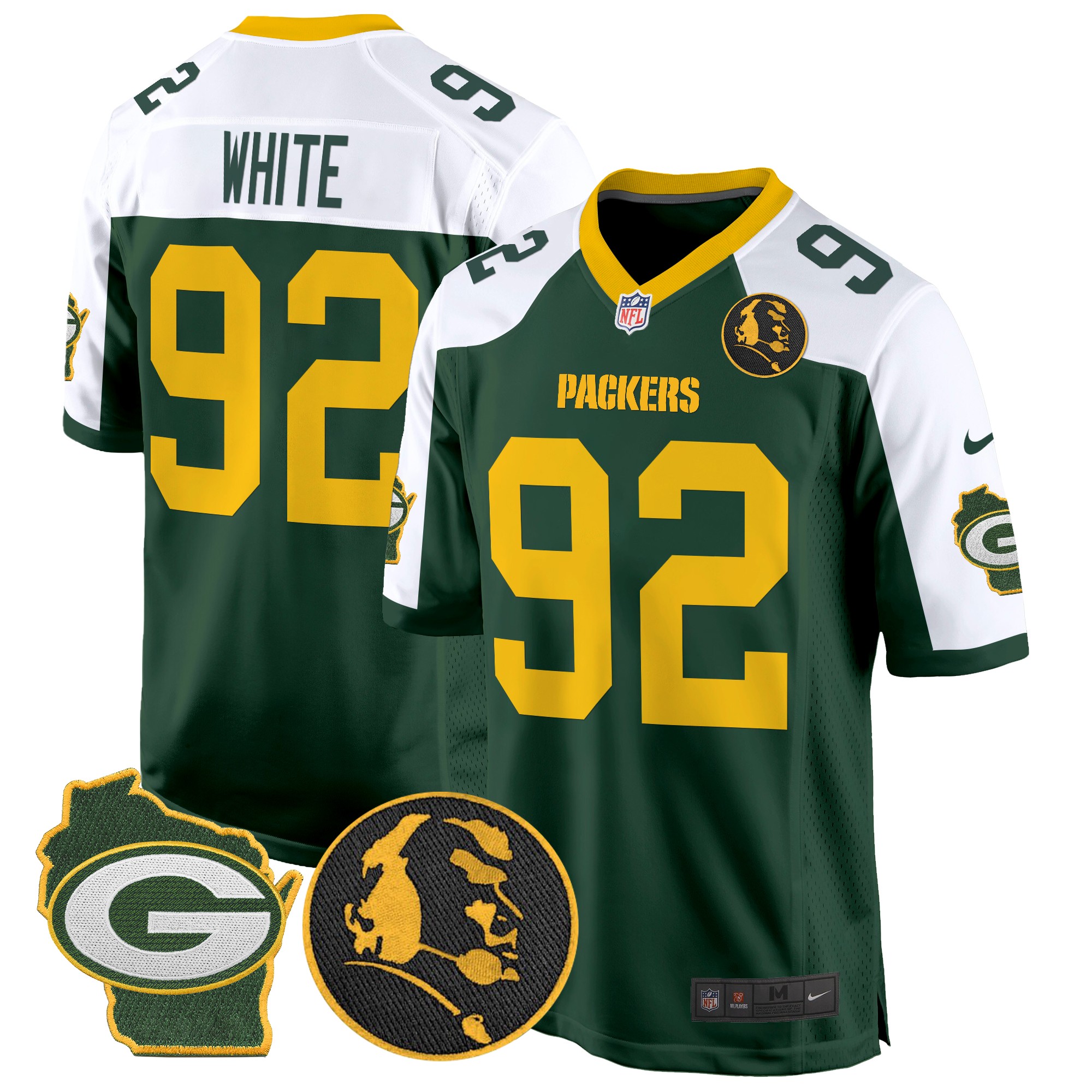 Reggie White Men's Green Bay Packers John Madden & Home Patch Game Green Alternate Jersey - All Stitched