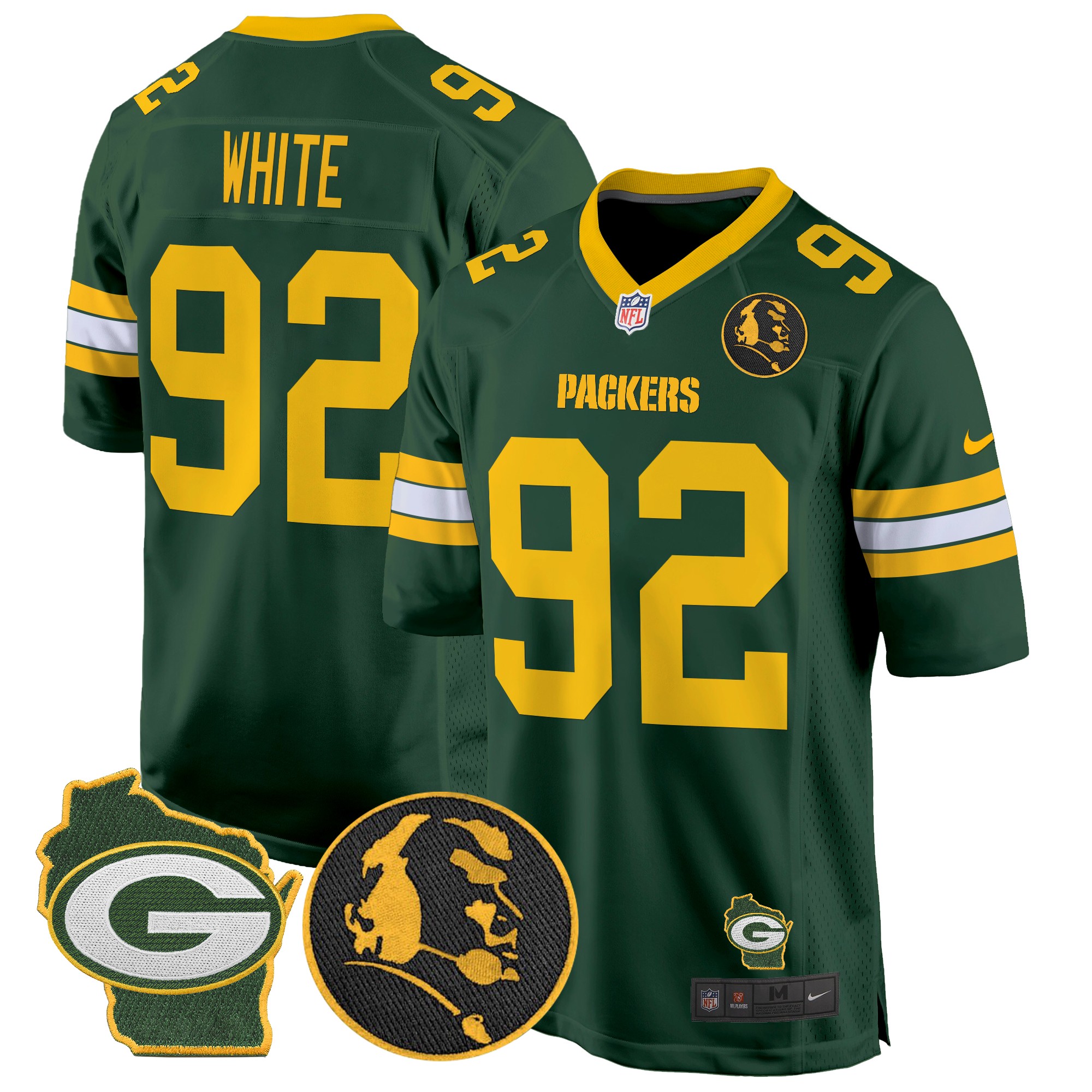 Reggie White Men's Green Bay Packers John Madden & Home Patch Game Green Jersey - All Stitched