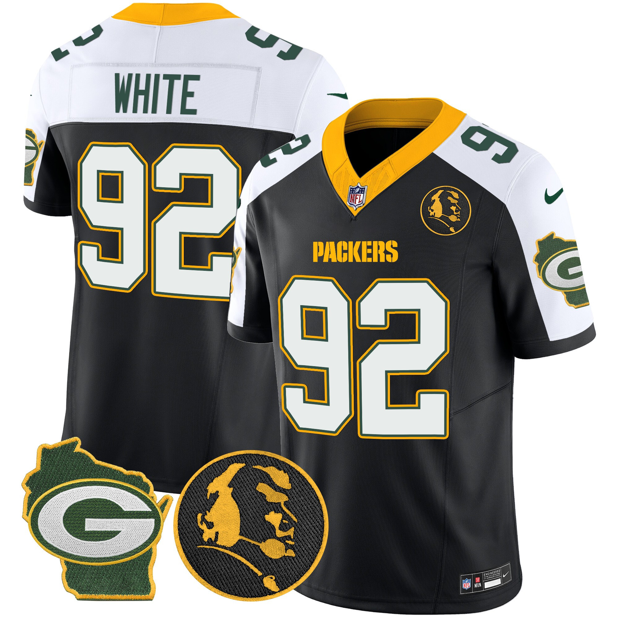 Reggie White Men's Green Bay Packers John Madden & Home Patch Vapor Limited Black Alternate Jersey - All Stitched