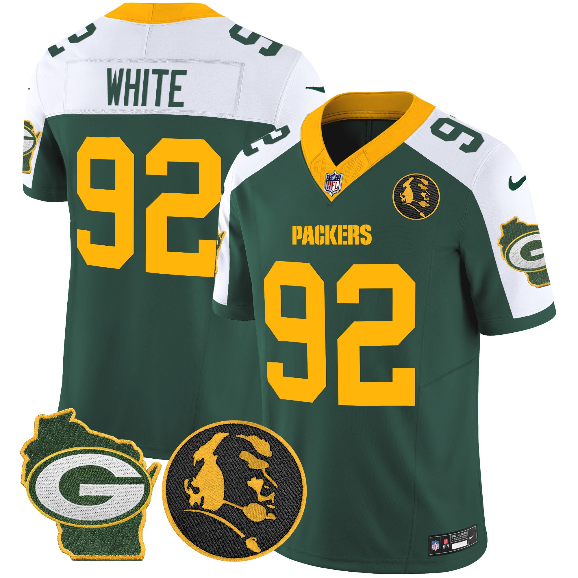 Reggie White Men's Green Bay Packers John Madden & Home Patch Vapor Limited Green Alternate Jersey - All Stitched