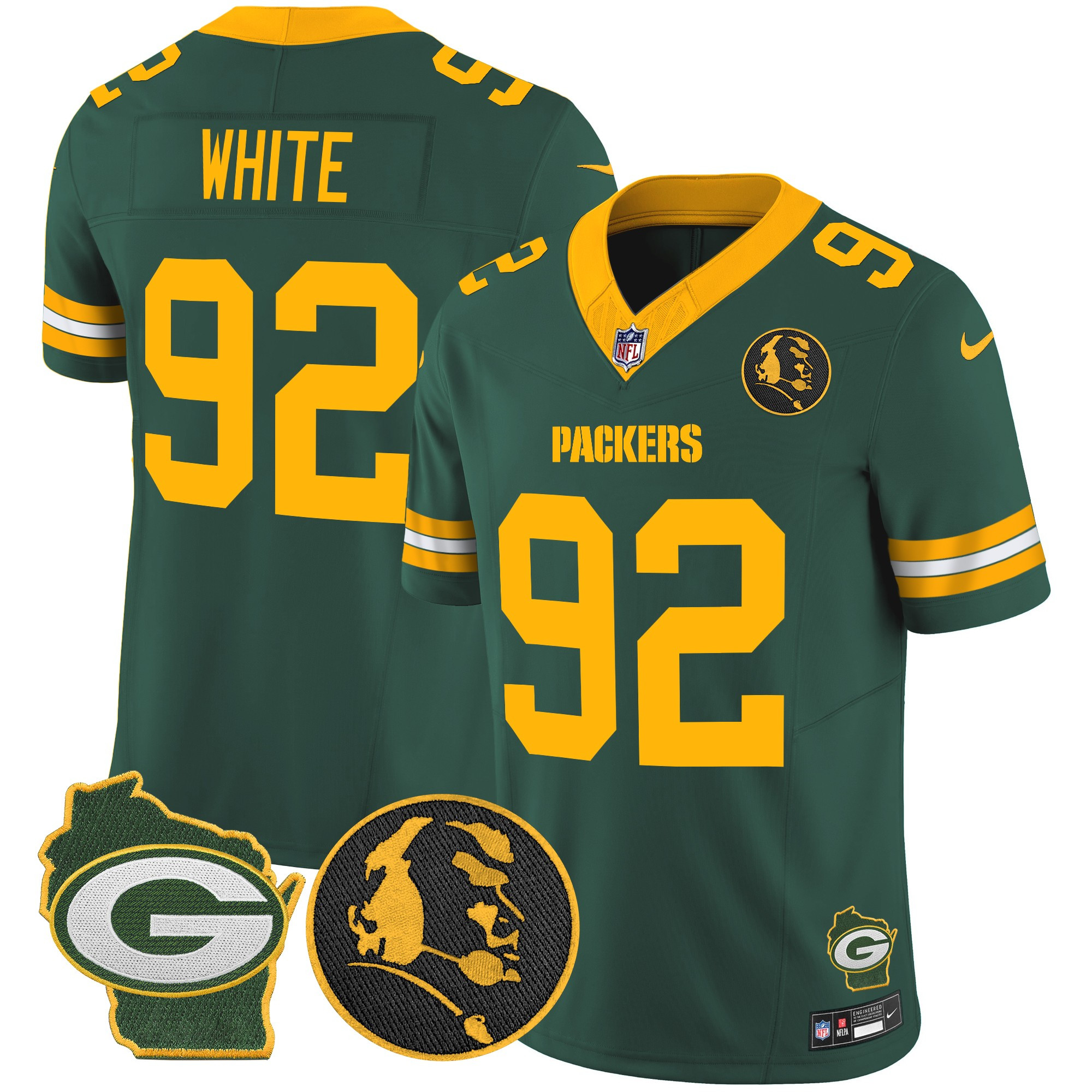 Reggie White Men's Green Bay Packers John Madden & Home Patch Vapor Limited Green Jersey - All Stitched