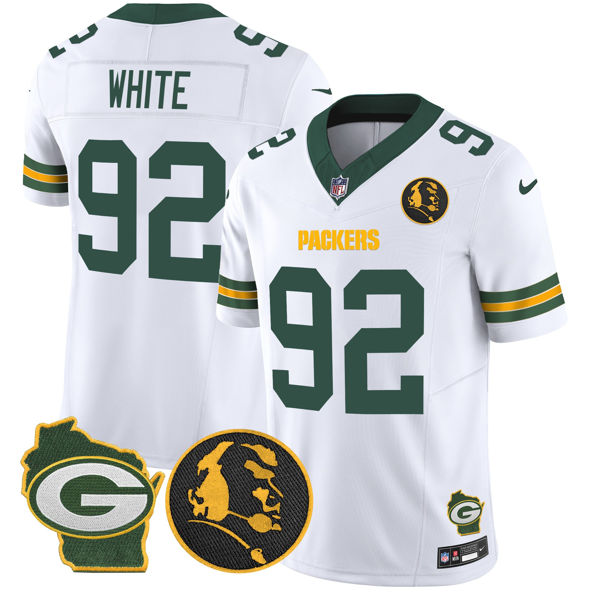 Reggie White Men's Green Bay Packers John Madden & Home Patch Vapor Limited White Jersey - All Stitched