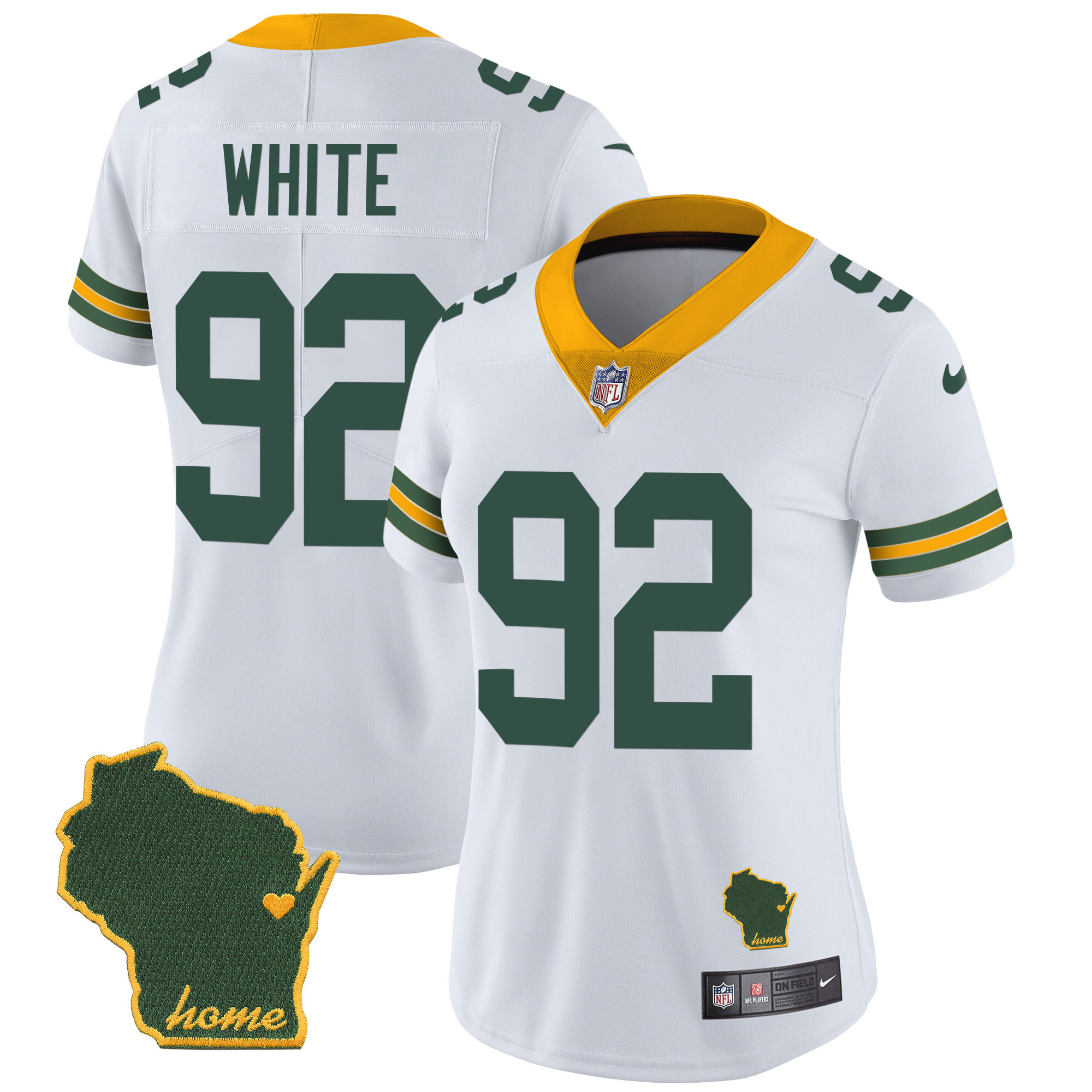 Reggie White Women's Green Bay Packers Home Patch Vapor White Jersey - All Stitched