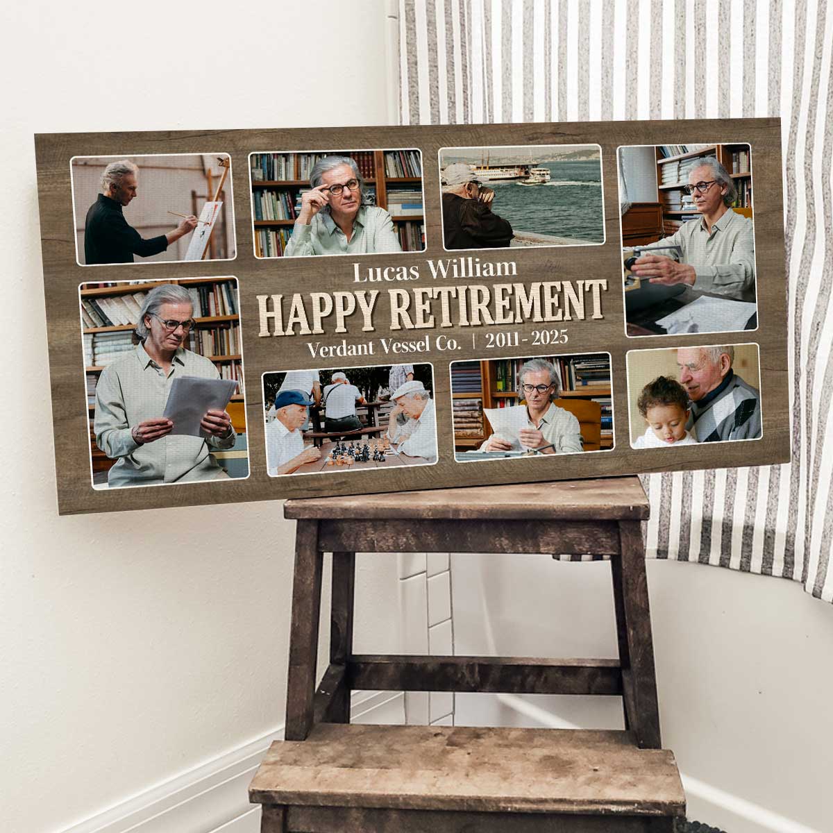 Retirement Photo Collage Canvas, Retirement Gifts For Women Men, Leaving Gift For Coworker, Personalized Farewell Gift