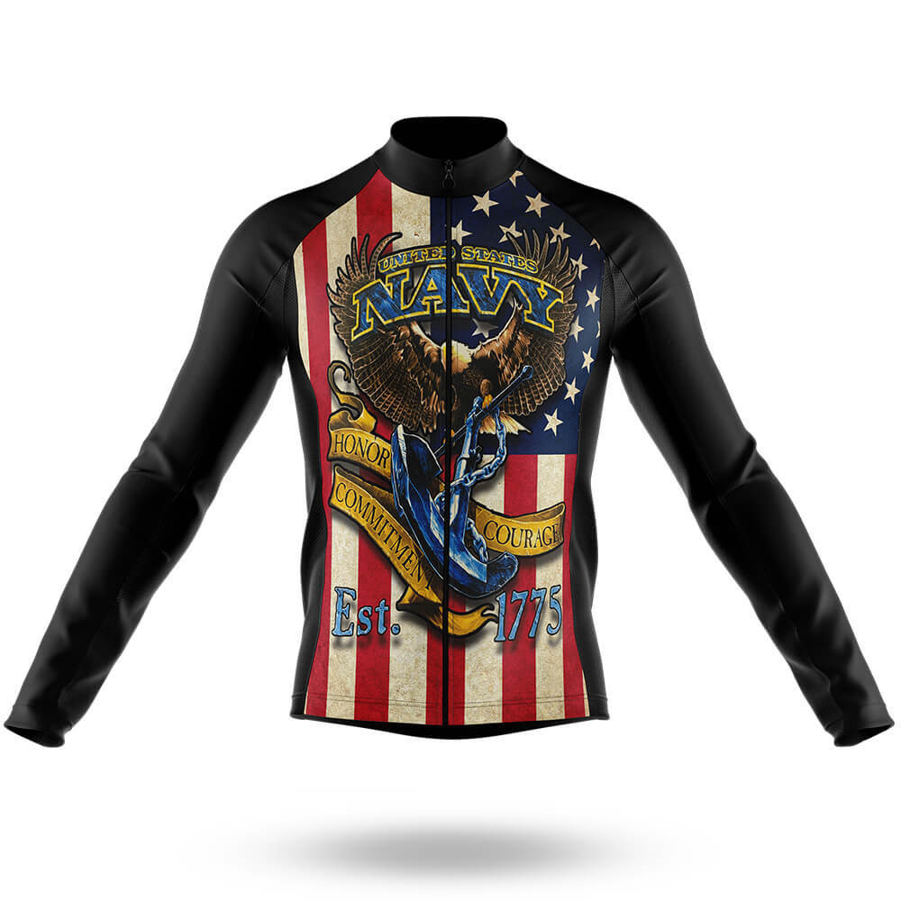 Retro Navy - Men's Cycling Long Sleeve Jersey