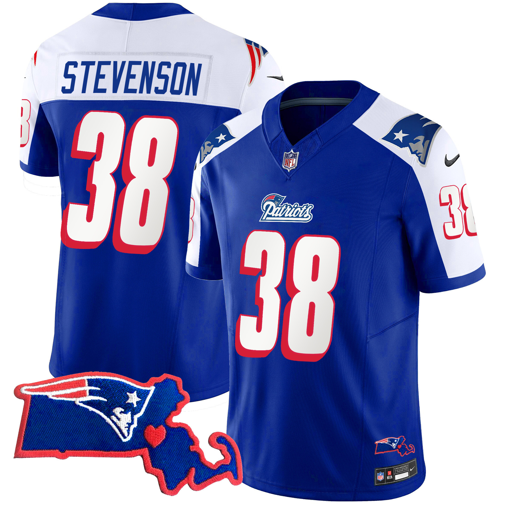 Rhamondre Stevenson Men's New England Patriots Bill Belichick 6x Champions Vapor 1996 Alternate Jersey - All Stitched