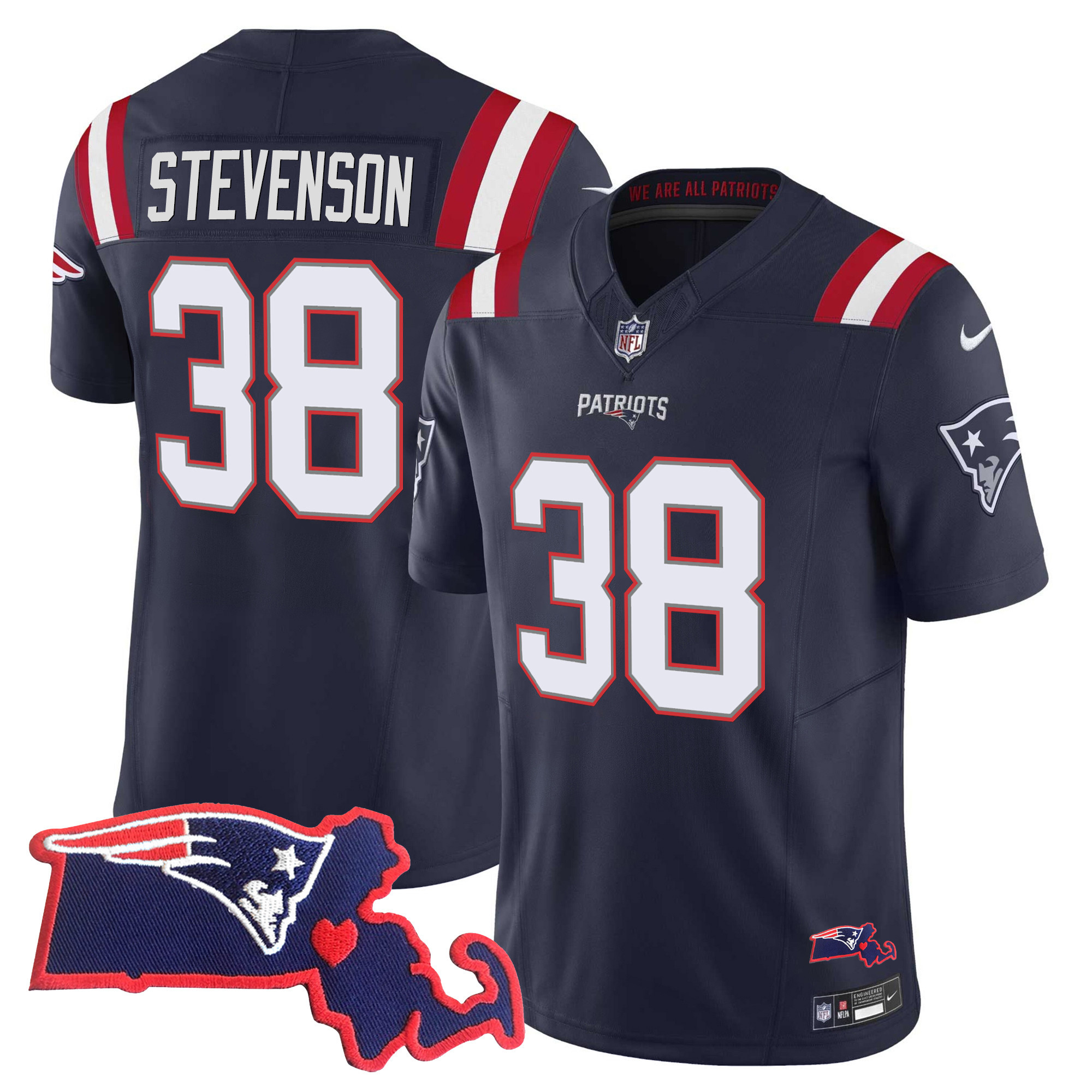 Rhamondre Stevenson Men's New England Patriots Bill Belichick 6x Champions Vapor Navy Jersey - All Stitched