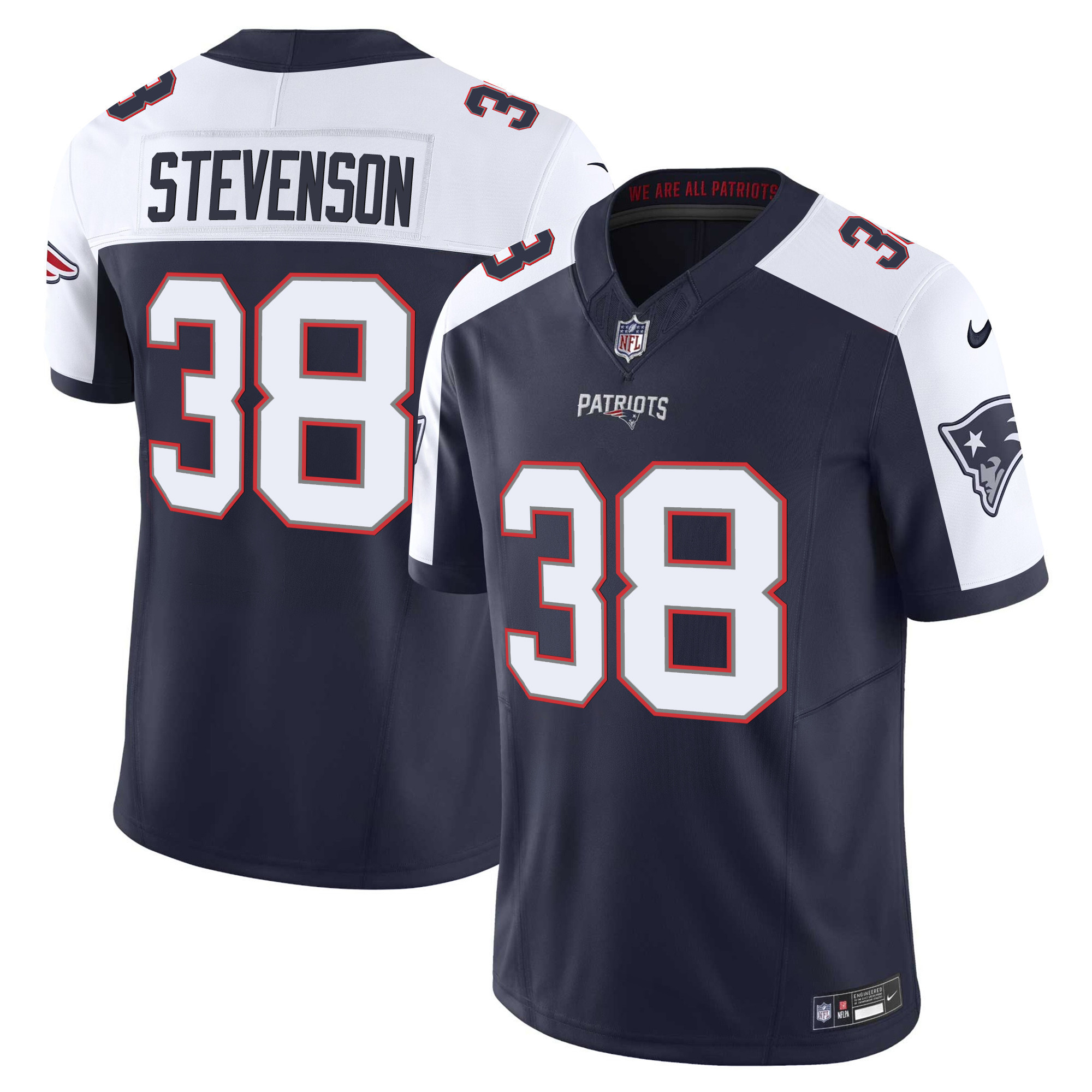 Rhamondre Stevenson Men's New England Patriots Vapor Limited Alternate Jersey - All Stitched