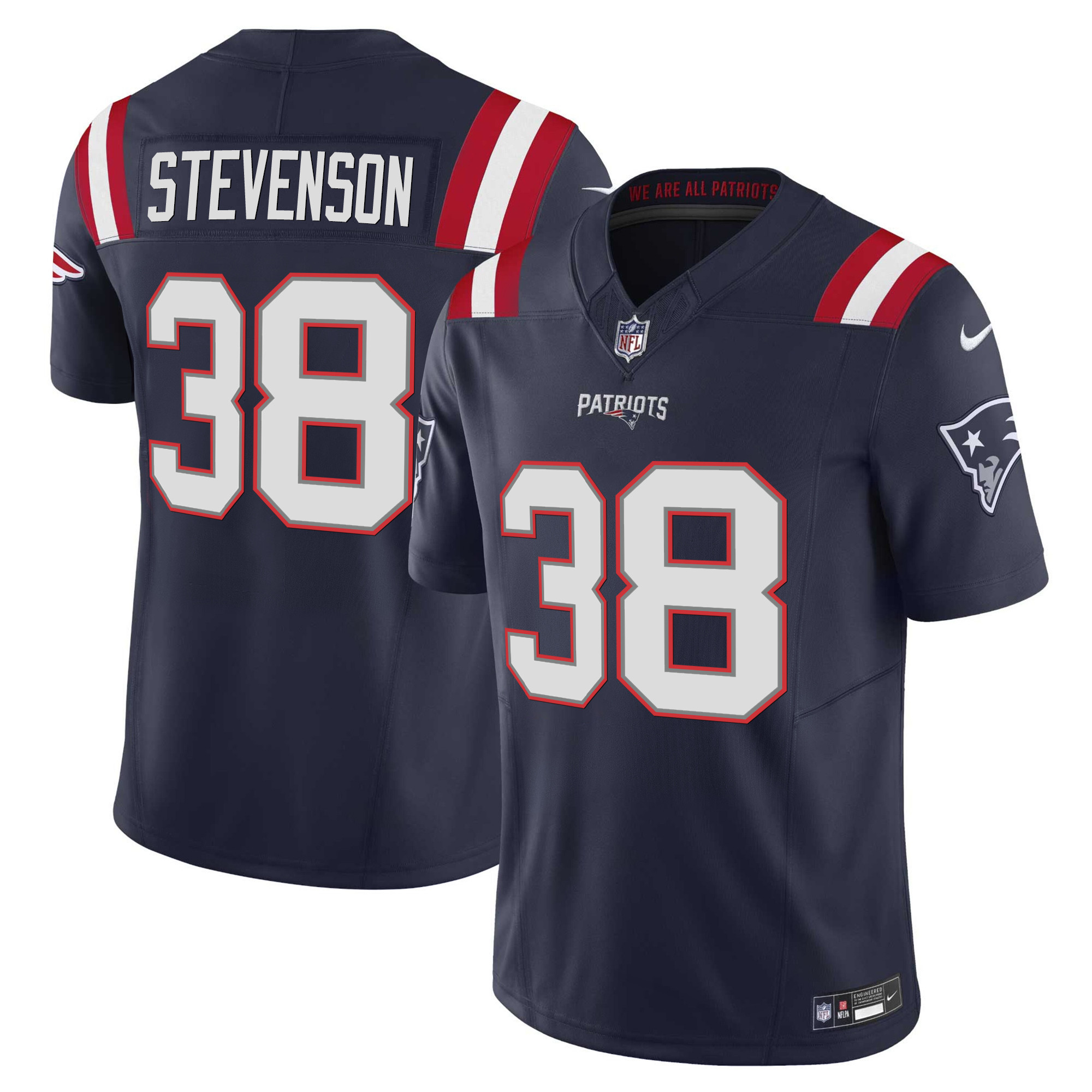 Rhamondre Stevenson Men's New England Patriots Vapor Limited Navy Jersey - All Stitched