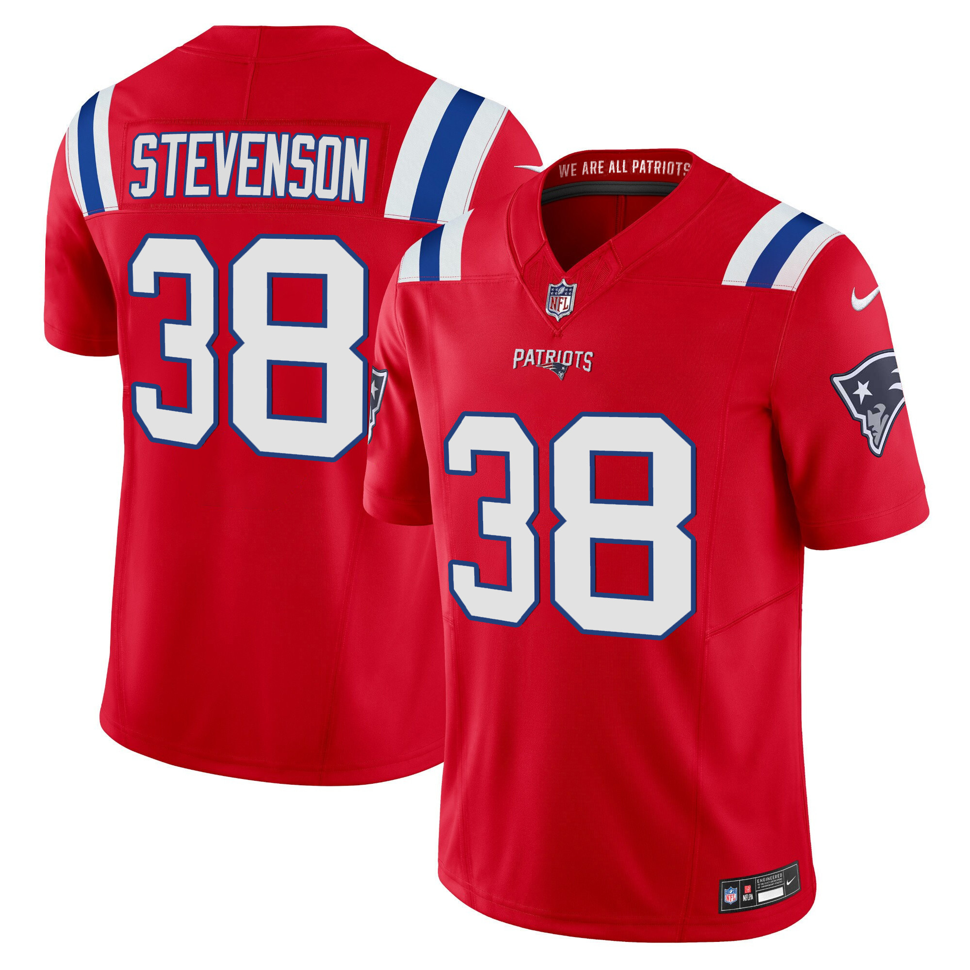 Rhamondre Stevenson Men's New England Patriots Vapor Limited Red Jersey - All Stitched