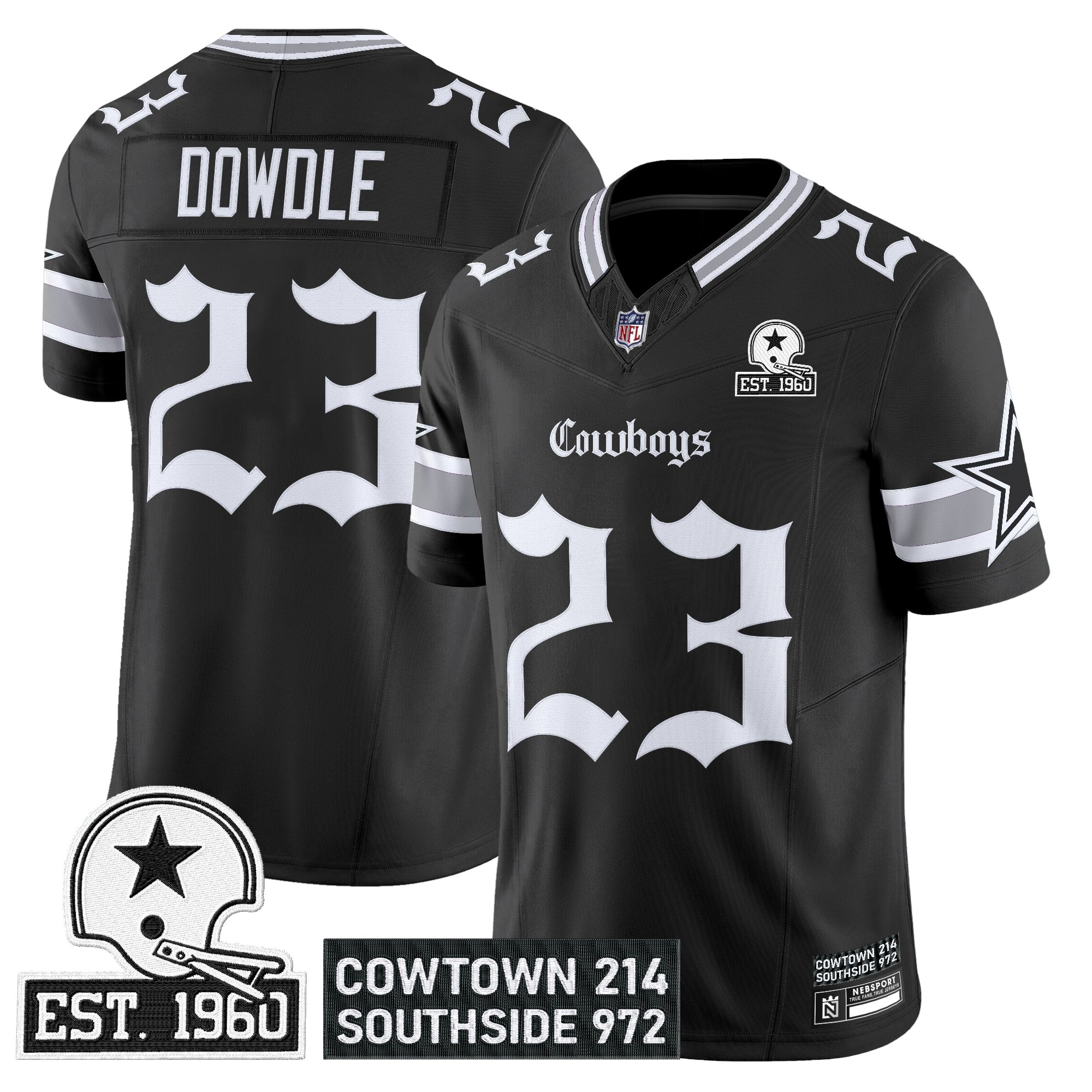 Rico Dowdle Men's Dallas Cowboys 'Gothic Lone Star Edition' Vapor Limited Black Jersey - All Stitched