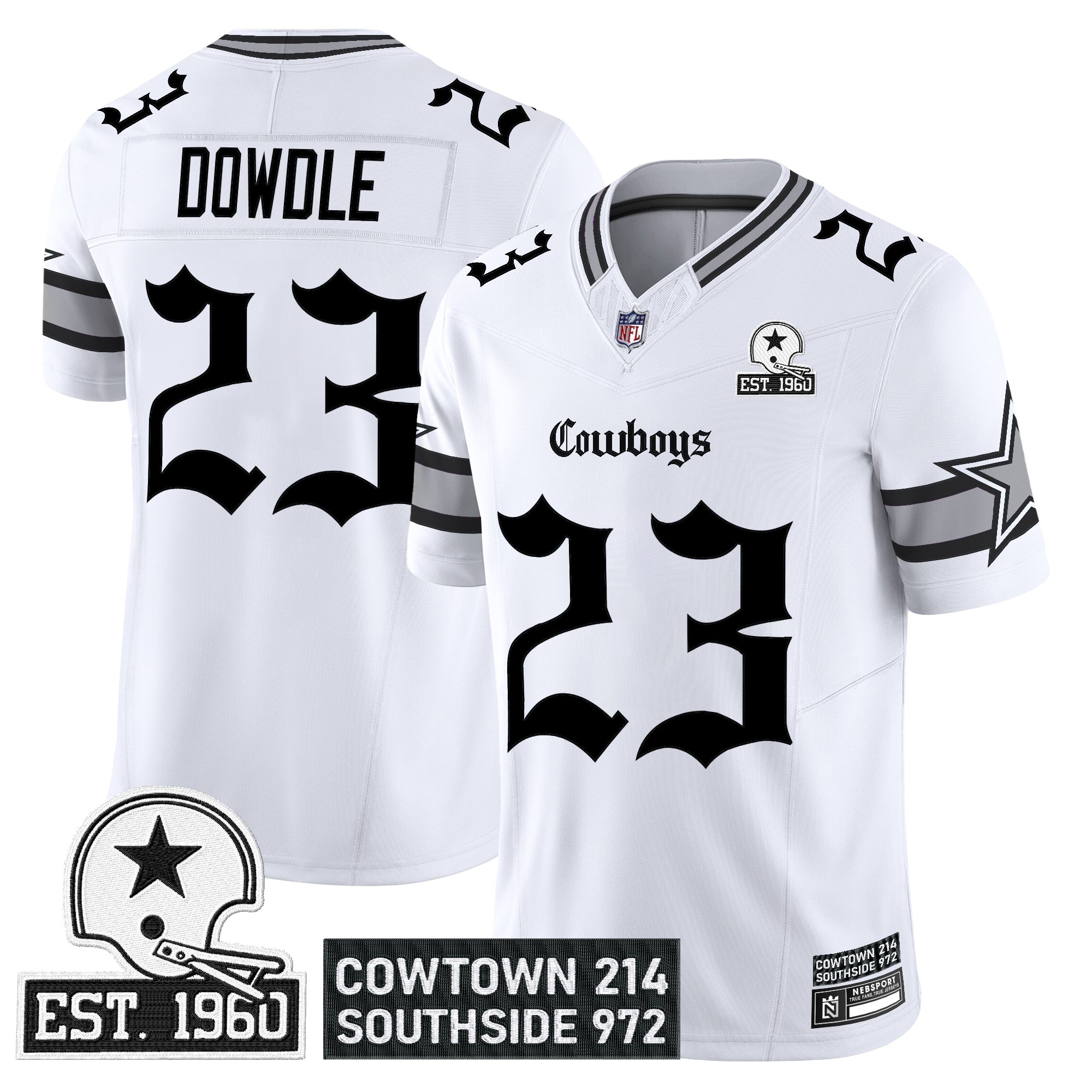 Rico Dowdle Men's Dallas Cowboys 'Gothic Lone Star Edition' Vapor Limited White Jersey - All Stitched
