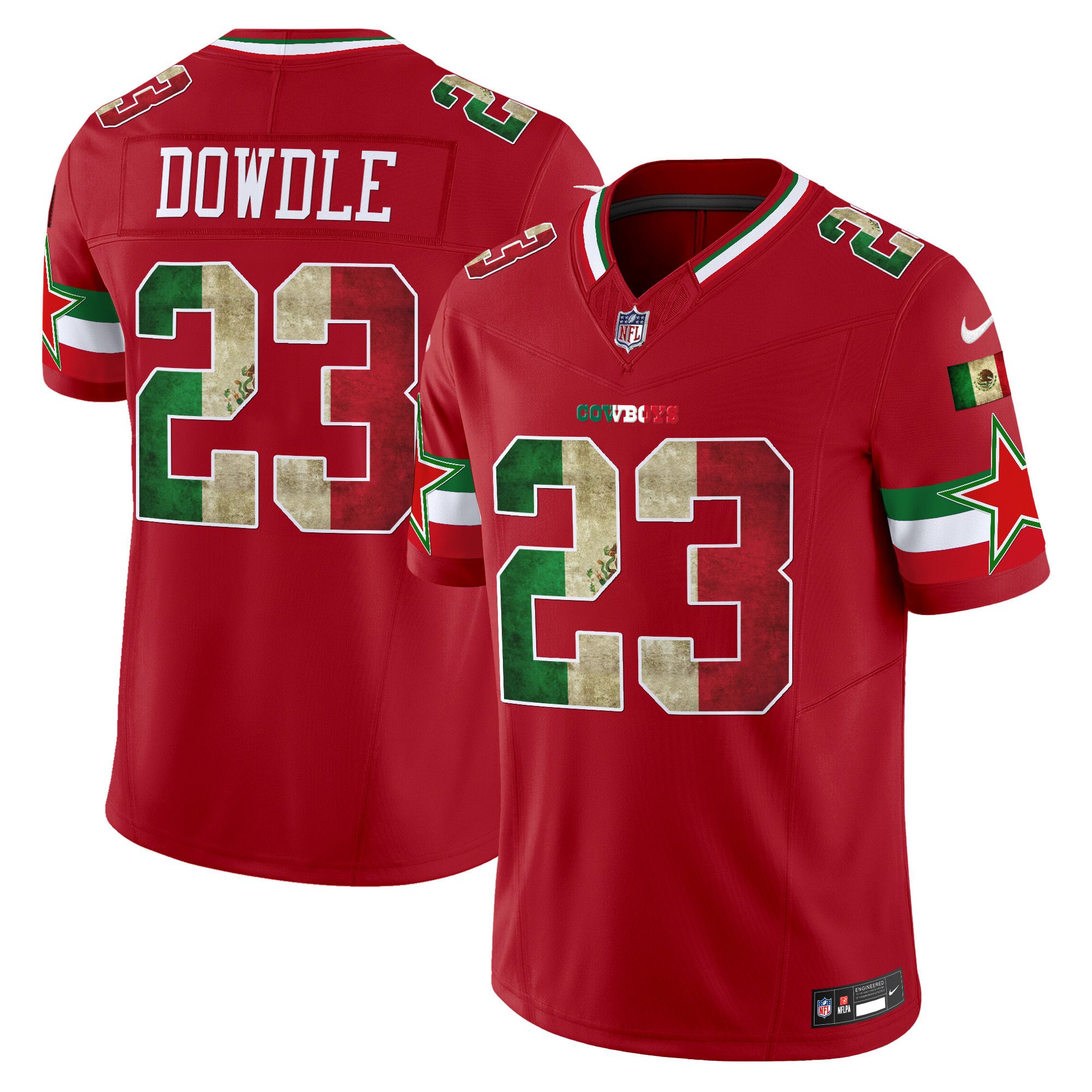 Rico Dowdle Men's Dallas Cowboys Mexico Vapor Limited Red Jersey - All Stitched