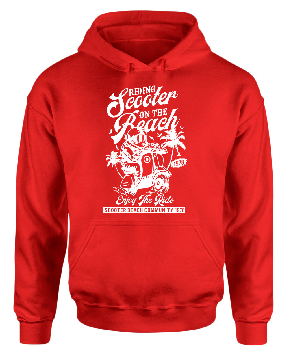 Riding scooter on the beach, enjoy the ride hoodie