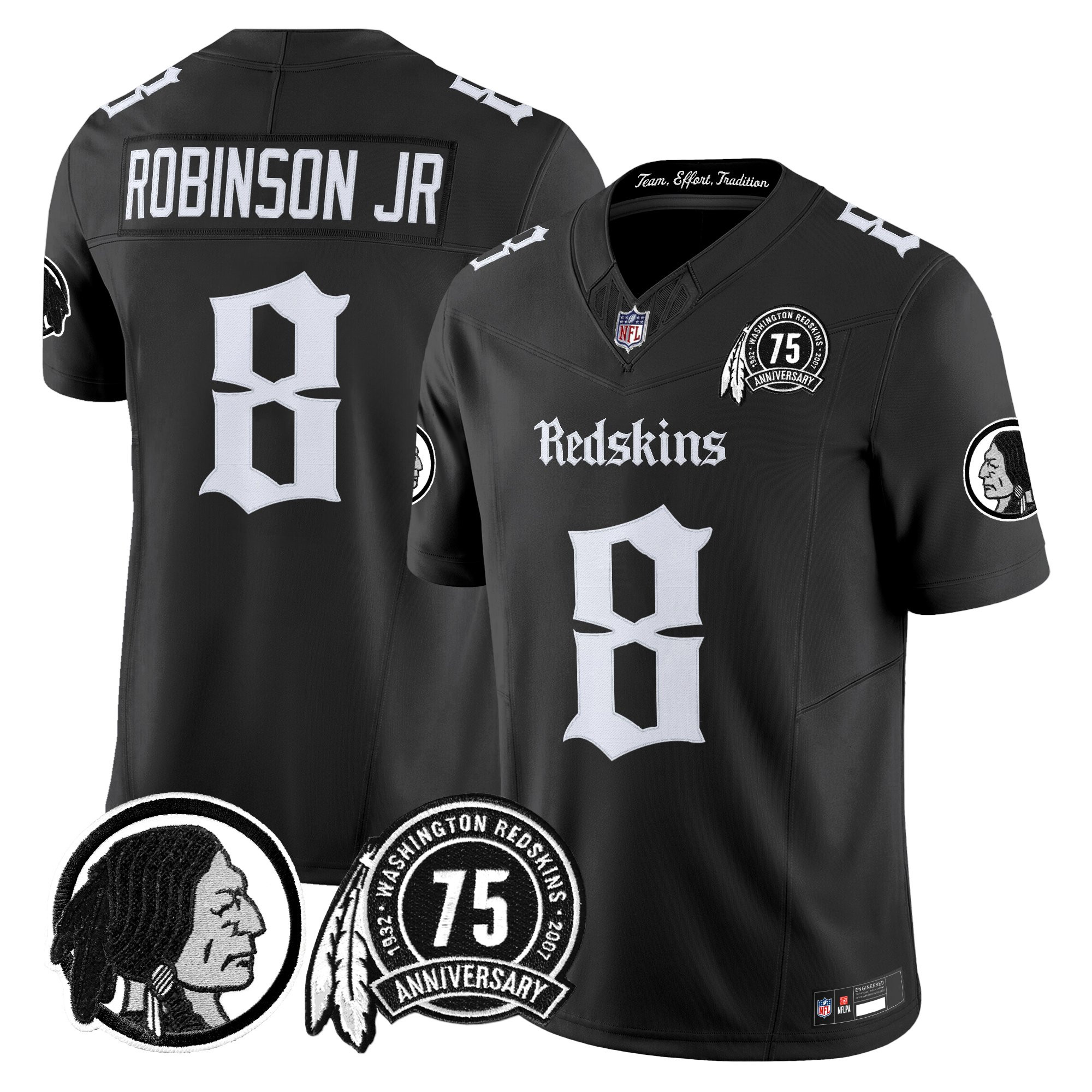 Robinson Jr Men's Washington Commanders 'Gothic Capital Edition' Vapor Limited Black Jersey - All Stitched